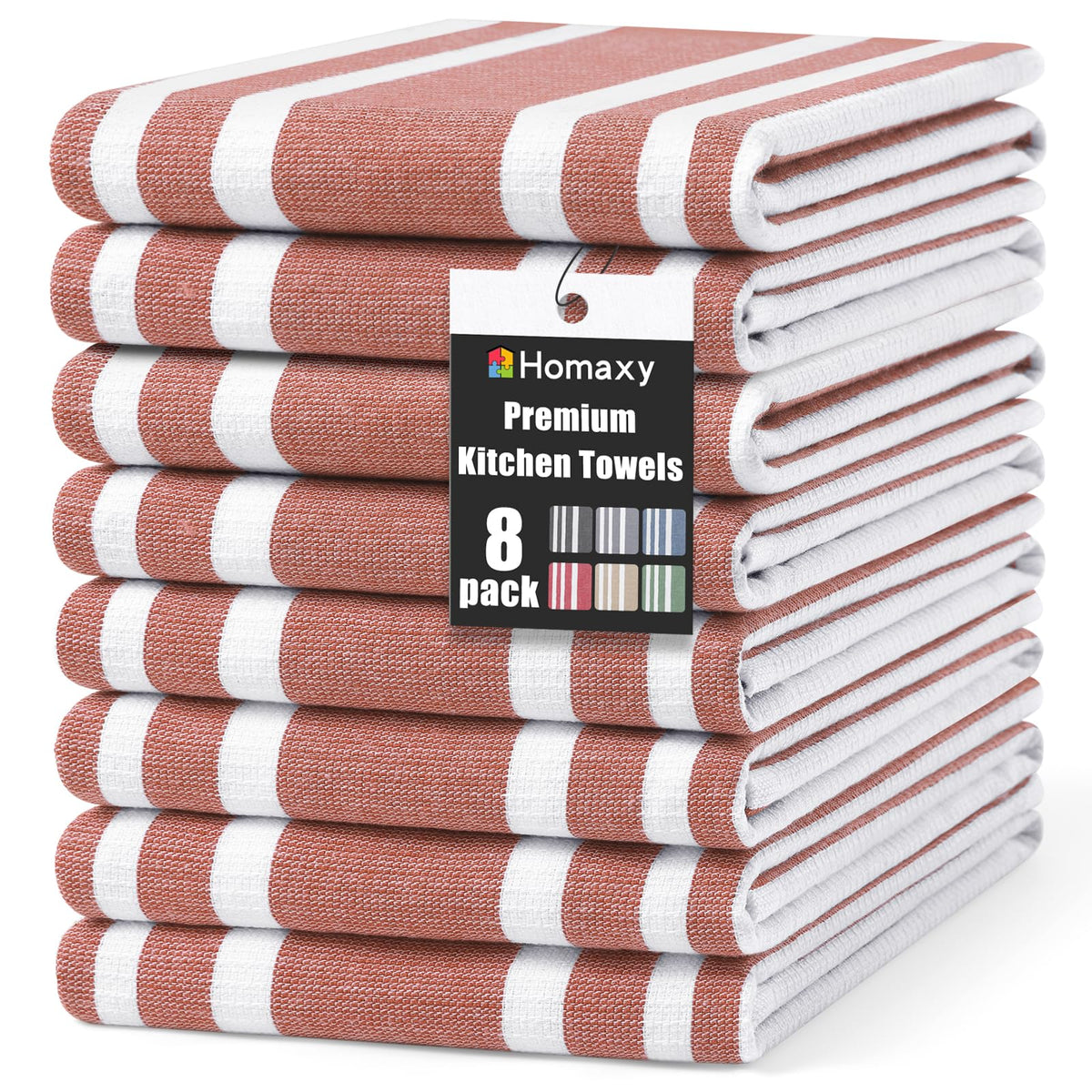 Premium Cotton Stripe Kitchen Towels 8 Pack (8 Count)