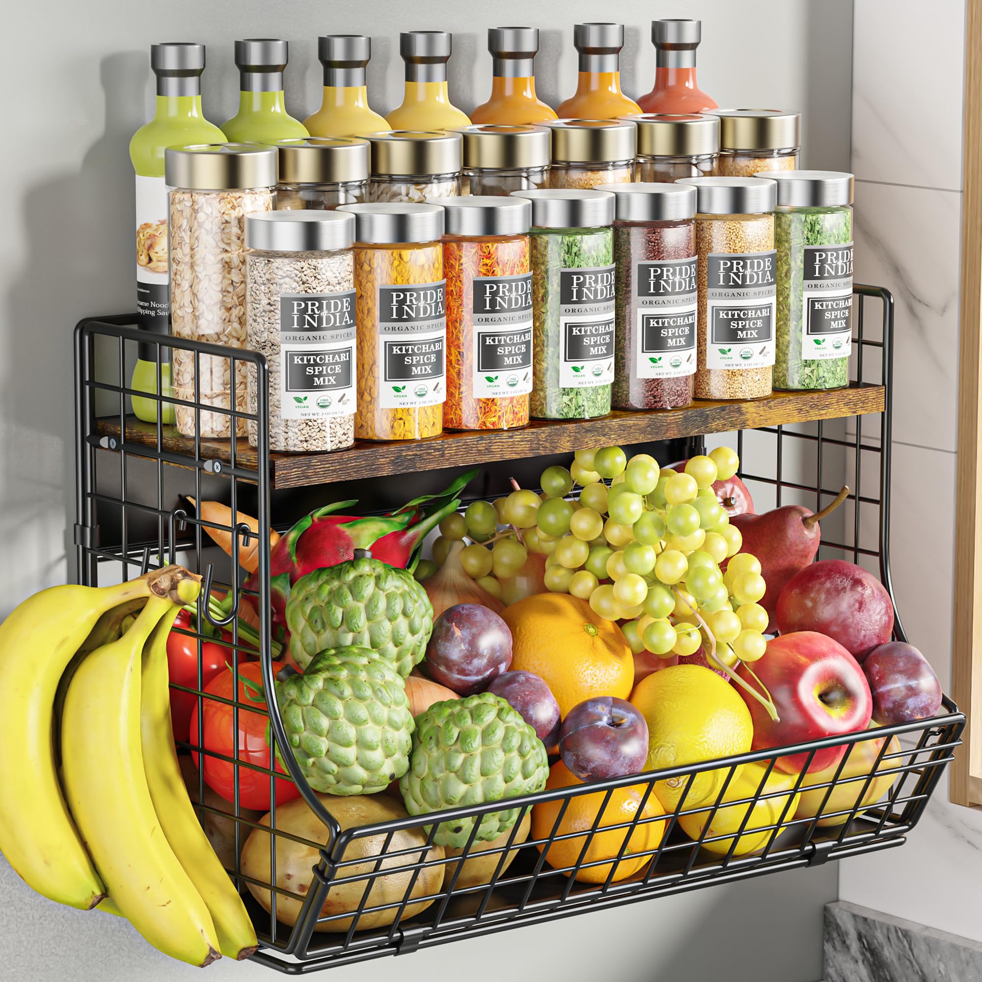 Magnetic Shelf for Fridge with Wood Lid