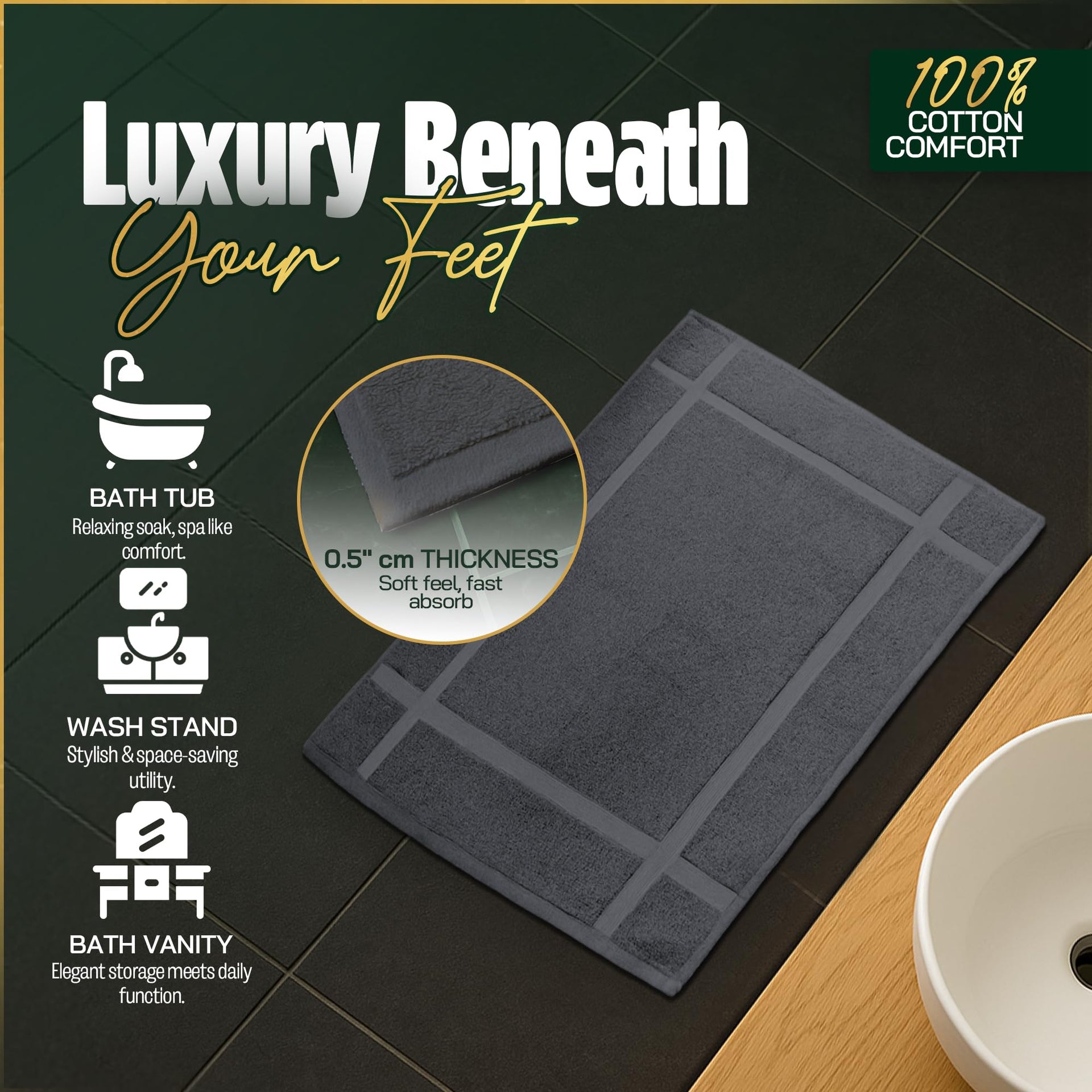 100% Ring Spun Cotton Bath Mat