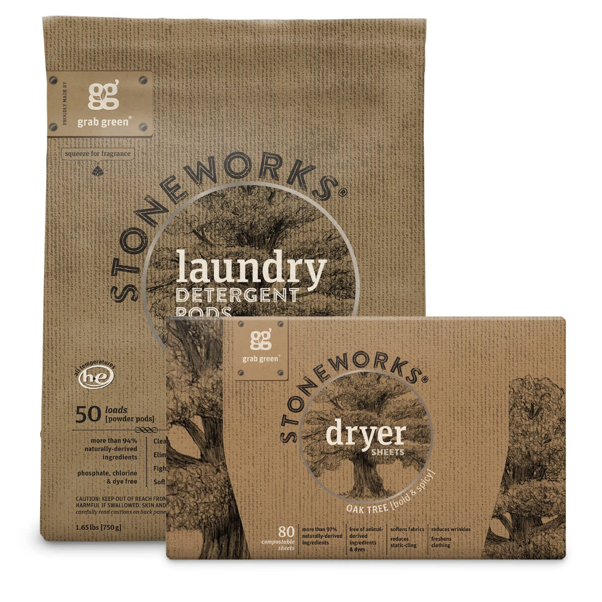 Stoneworks Laundry Detergent Pods and Dryer Sheet Bundle (80 Count)