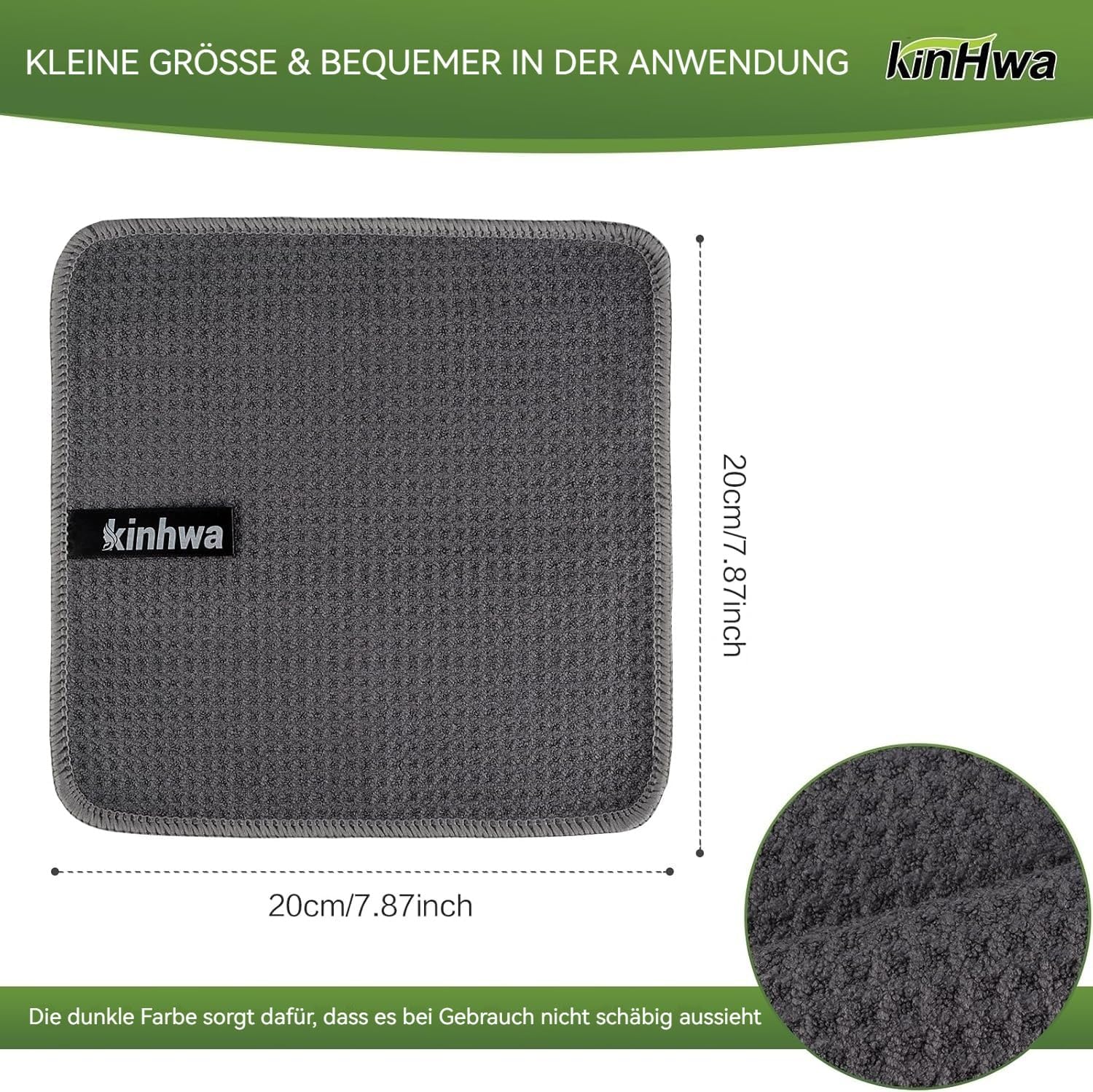 Waffle Microfiber Dish Cloths Gray Kitchen Towels (6 Count)