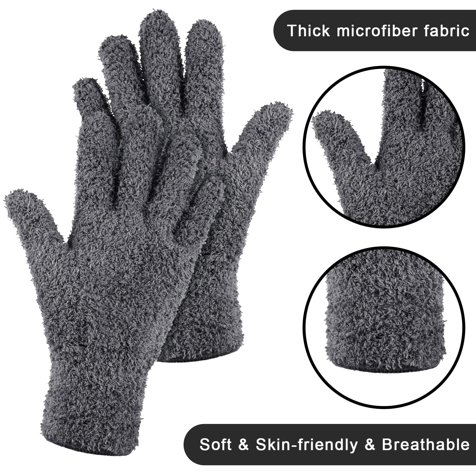 3 Pairs Microfiber Dusting Gloves for Plants Leaf