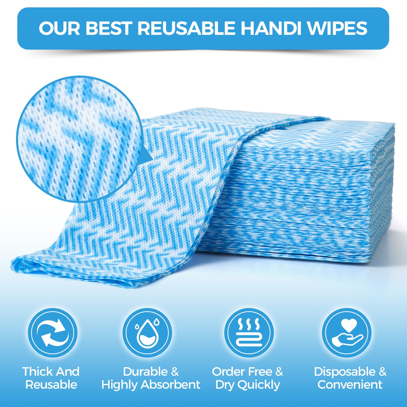 Handi Wipes Reusable Cloths Disposable Cleaning Towels Dry Kitchen Wipes Reusable Dish Towel Washcloths Dry Fast Multi (40 Count)
