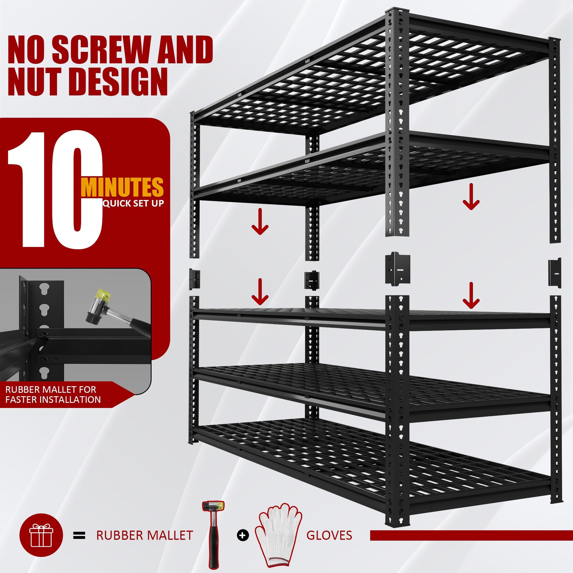 60" W Garage Shelving Heavy Duty 5