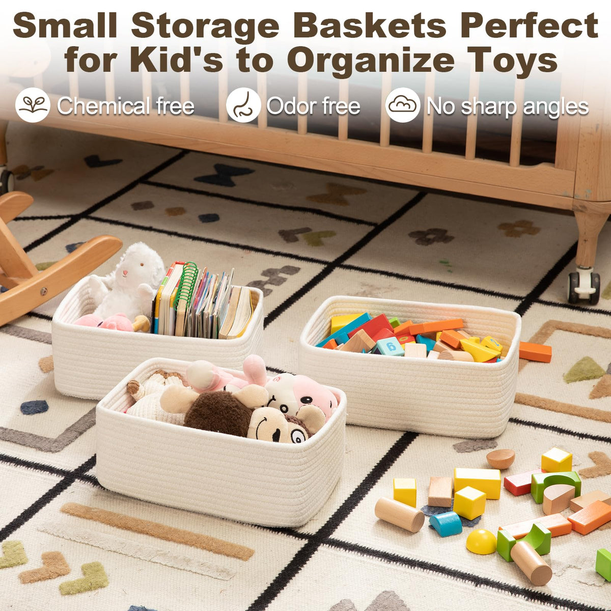 3 Pack Small Storage Baskets for Organizing (3 Count)