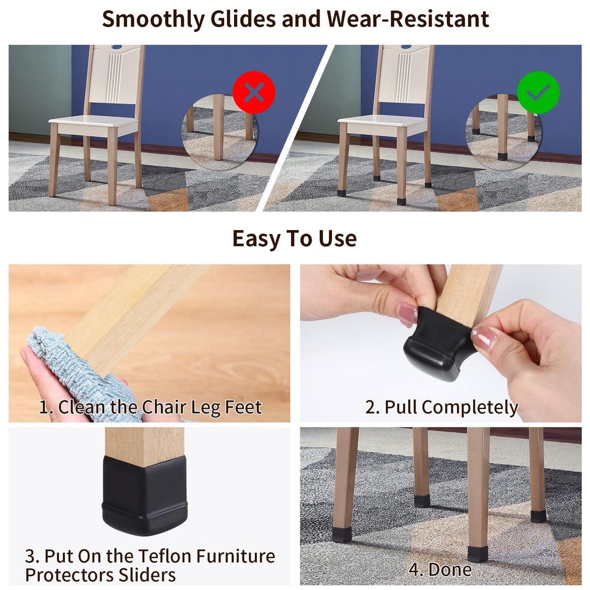 24 Pcs Chair Sliders for Carpet (24 Count)