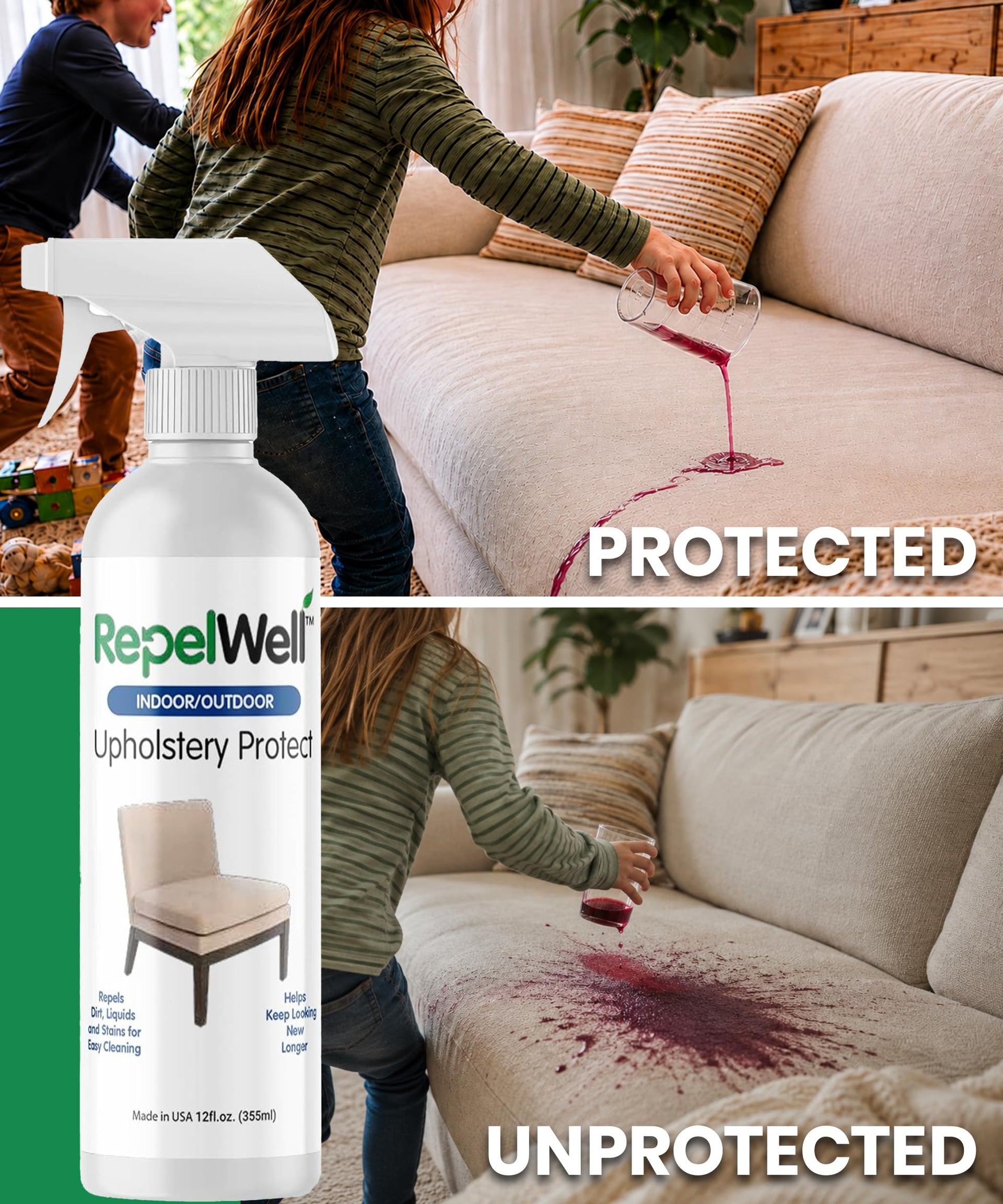 Non Toxic Fabric Protector Spray for Upholstery & Furniture (12 Fl Oz)