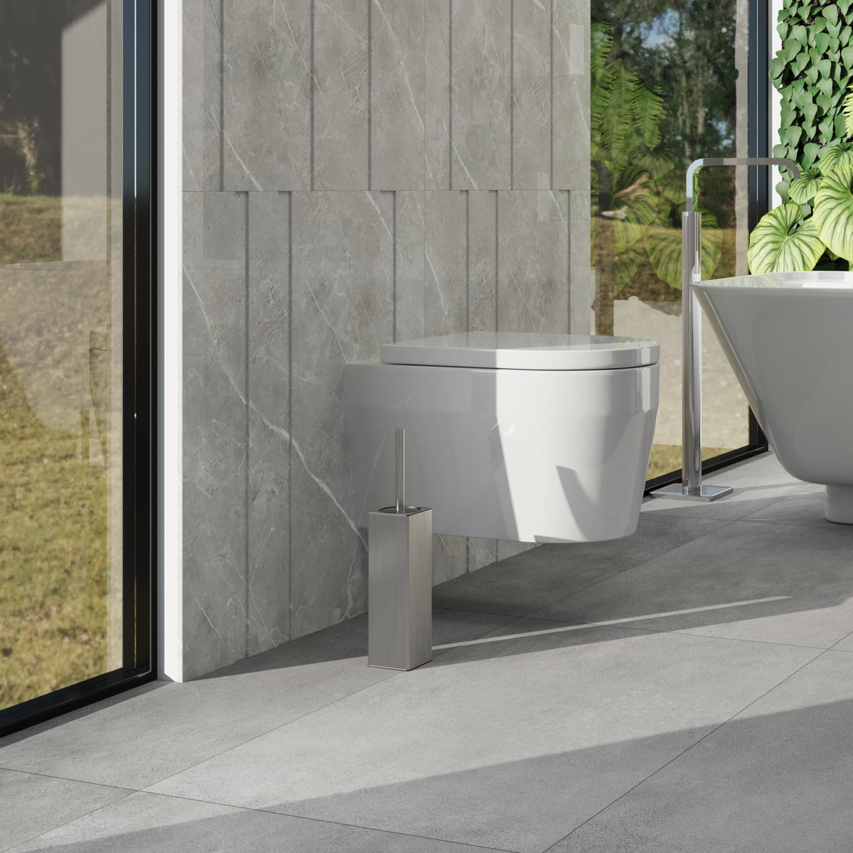 Square Toilet Brush with Holder