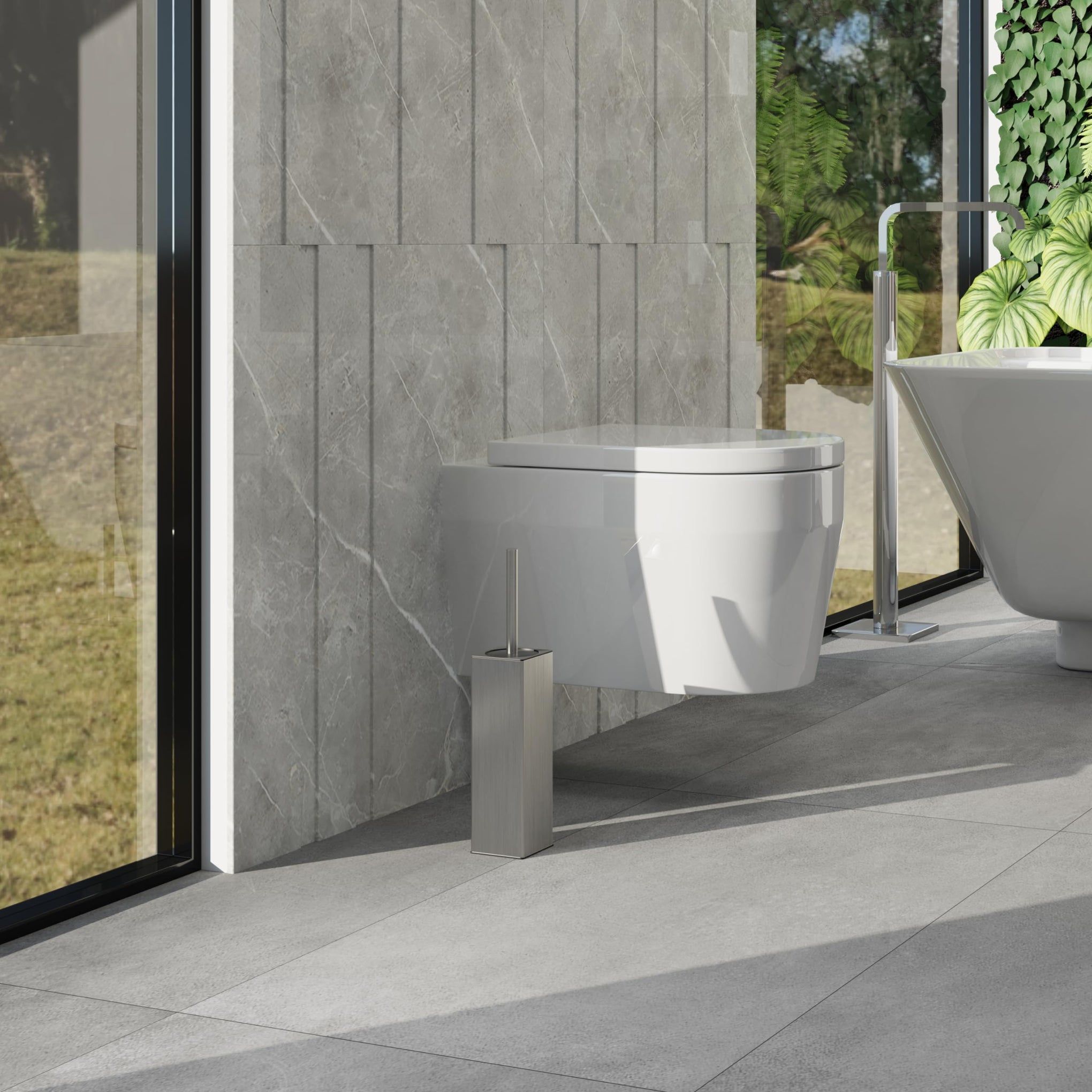 Square Toilet Brush with Holder