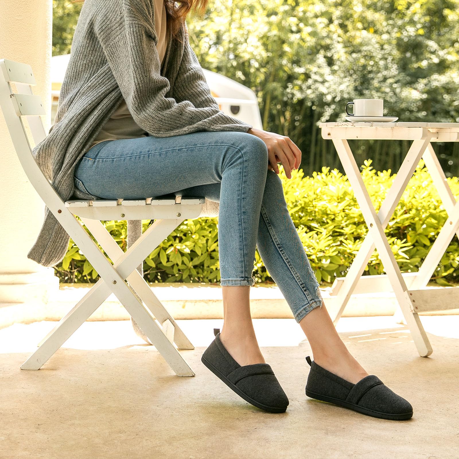 Women's Comfy Loafer Slippers House Shoes Black