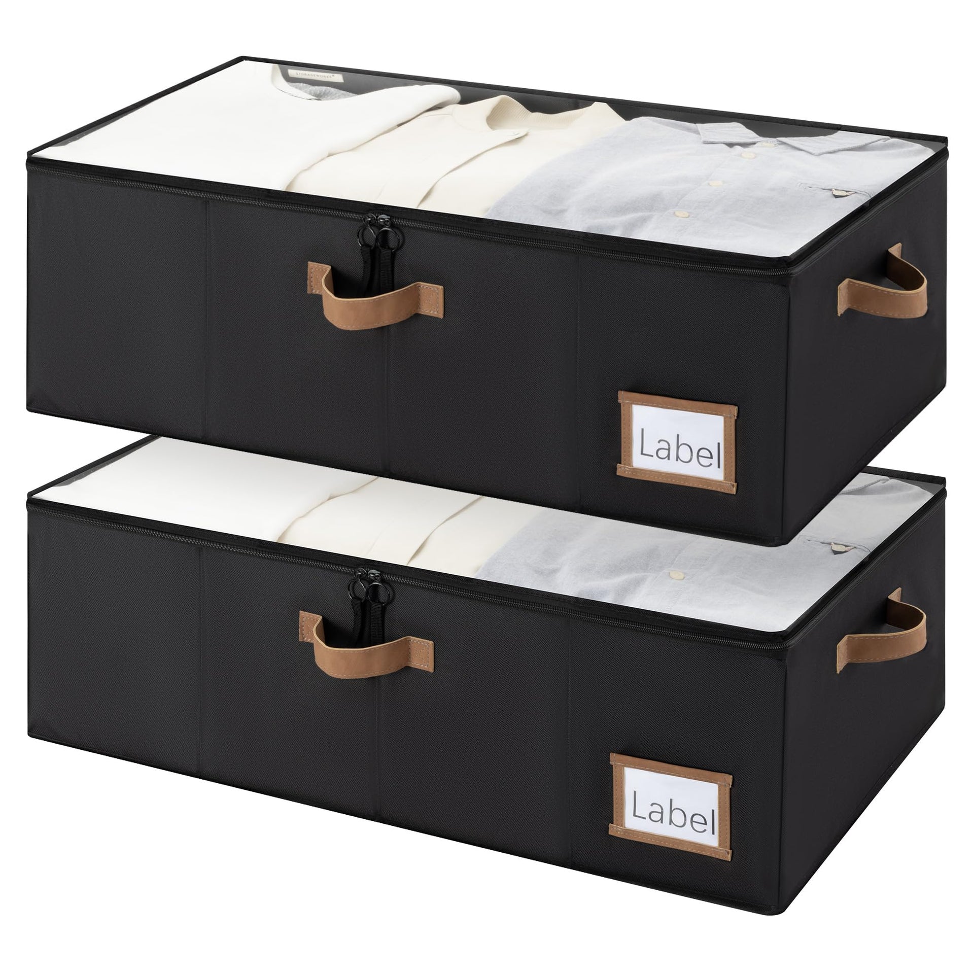 10 Inch Tall Under Bed Storage Containers with Clear Lid (2 Count)