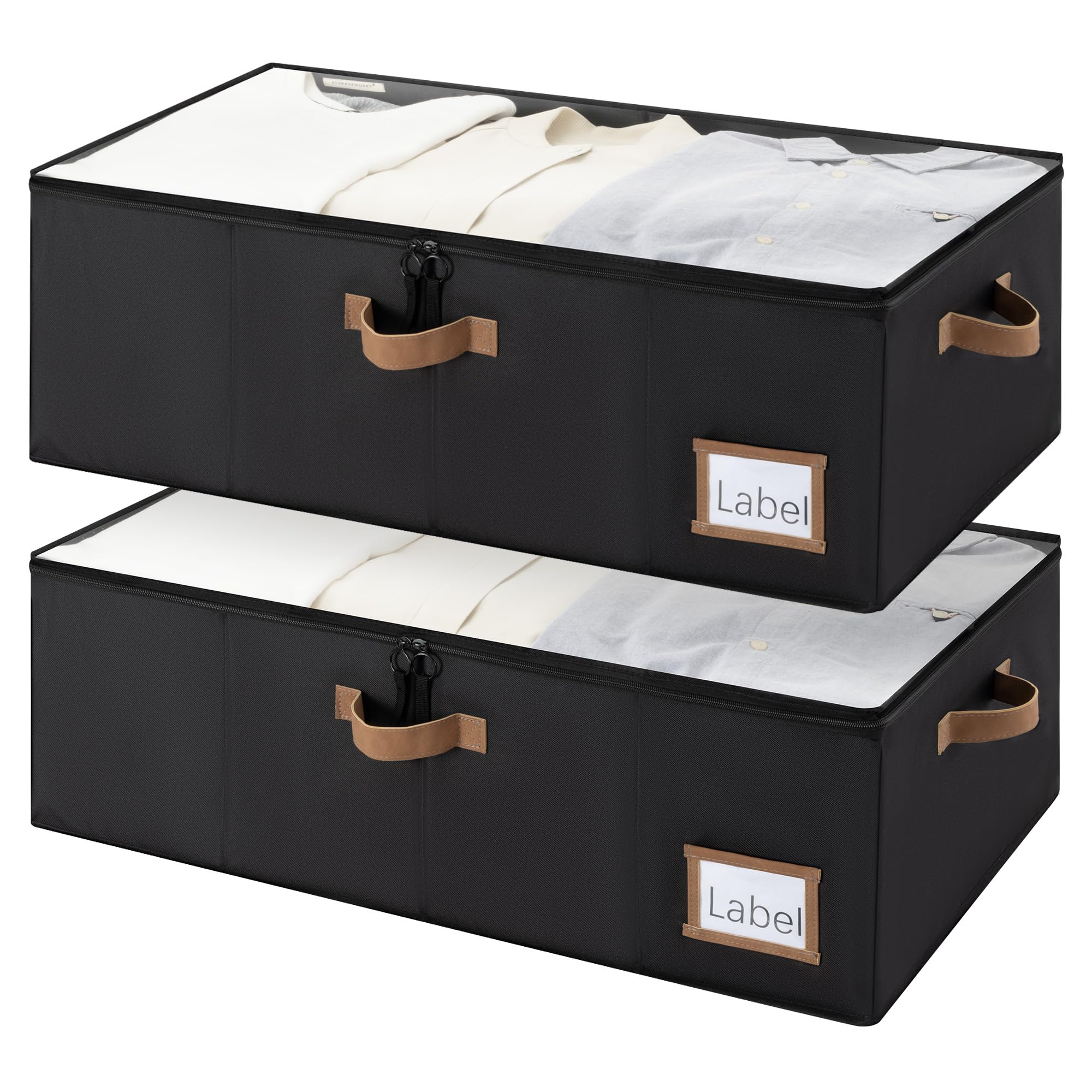 10 Inch Tall Under Bed Storage Containers with Clear Lid (2 Count)