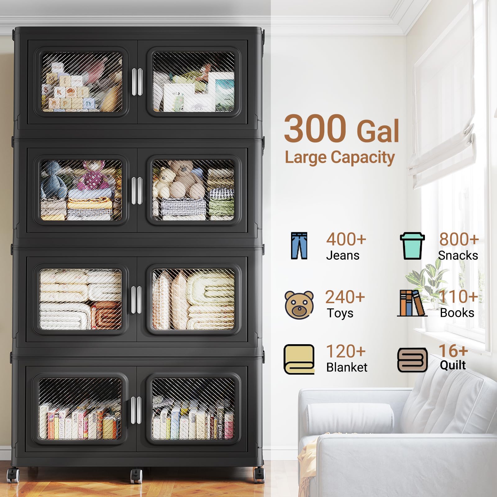 1200 Qt Extra Large Stackable Storage Bin with Lids (4 Count)