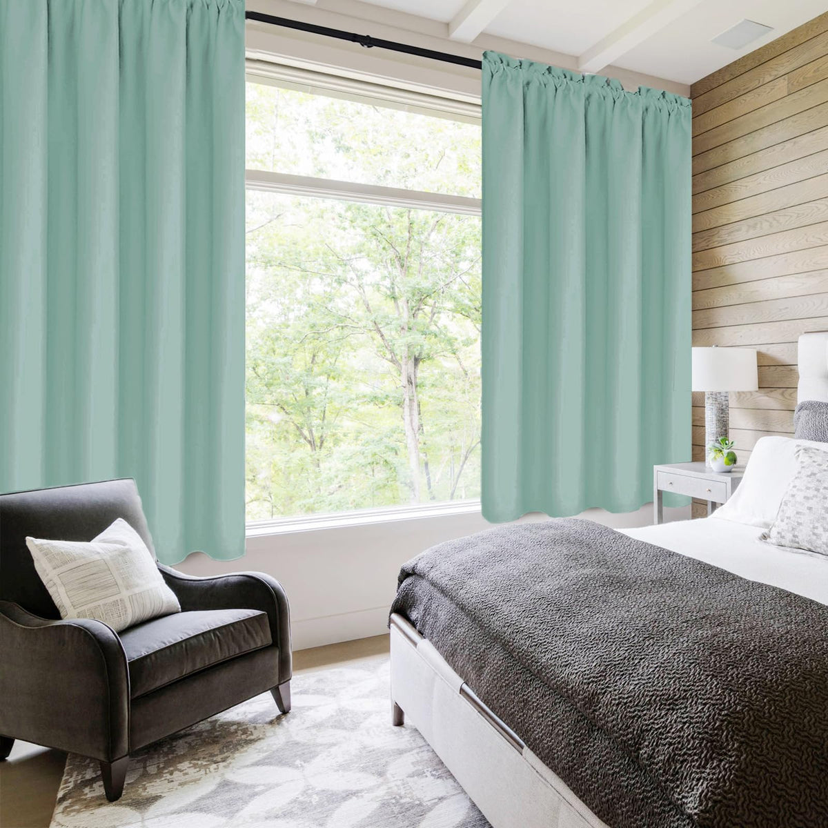 Blackout Curtains for Bedroom 38 x 63 Inch Long Sage Green 2 Panels (2 Count)