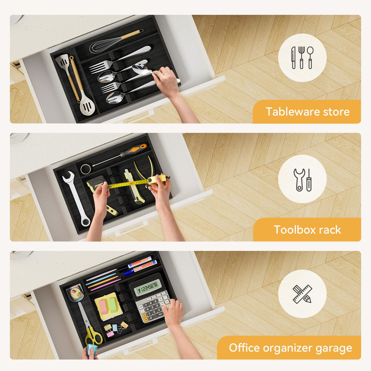 Bamboo Silverware Organizer