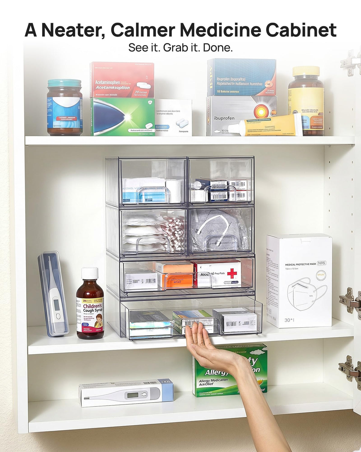 Clear Stackable Storage Drawers Set of 5 (5 Count)