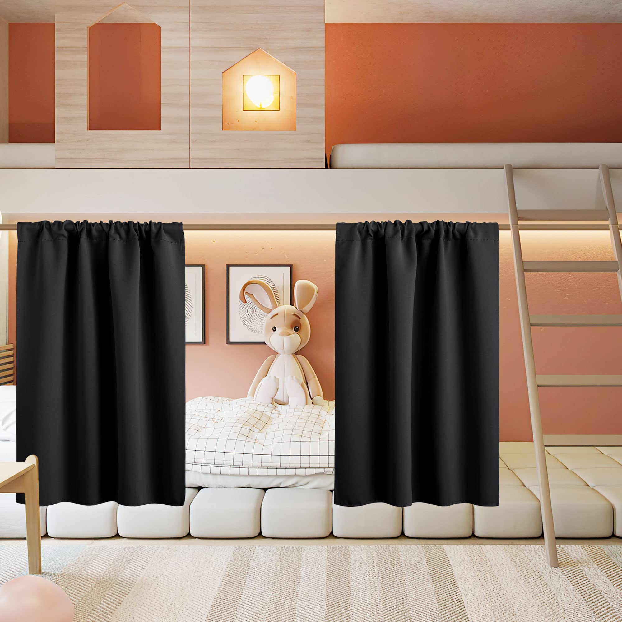 Basement Bathroom Kitchen Cafe Blackout Privacy Curtains 30 inches