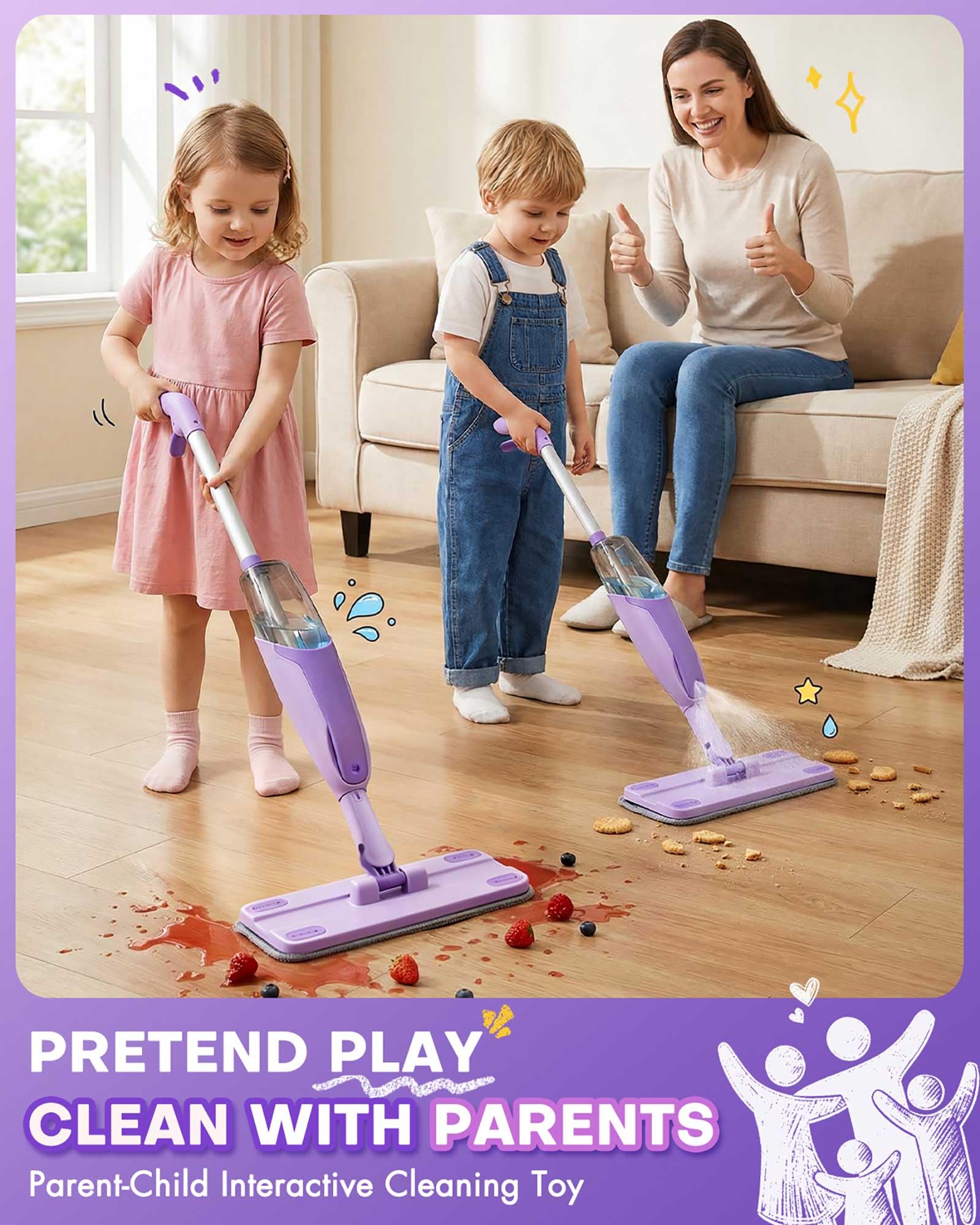 Purple Mini Spray Mop for Toddler