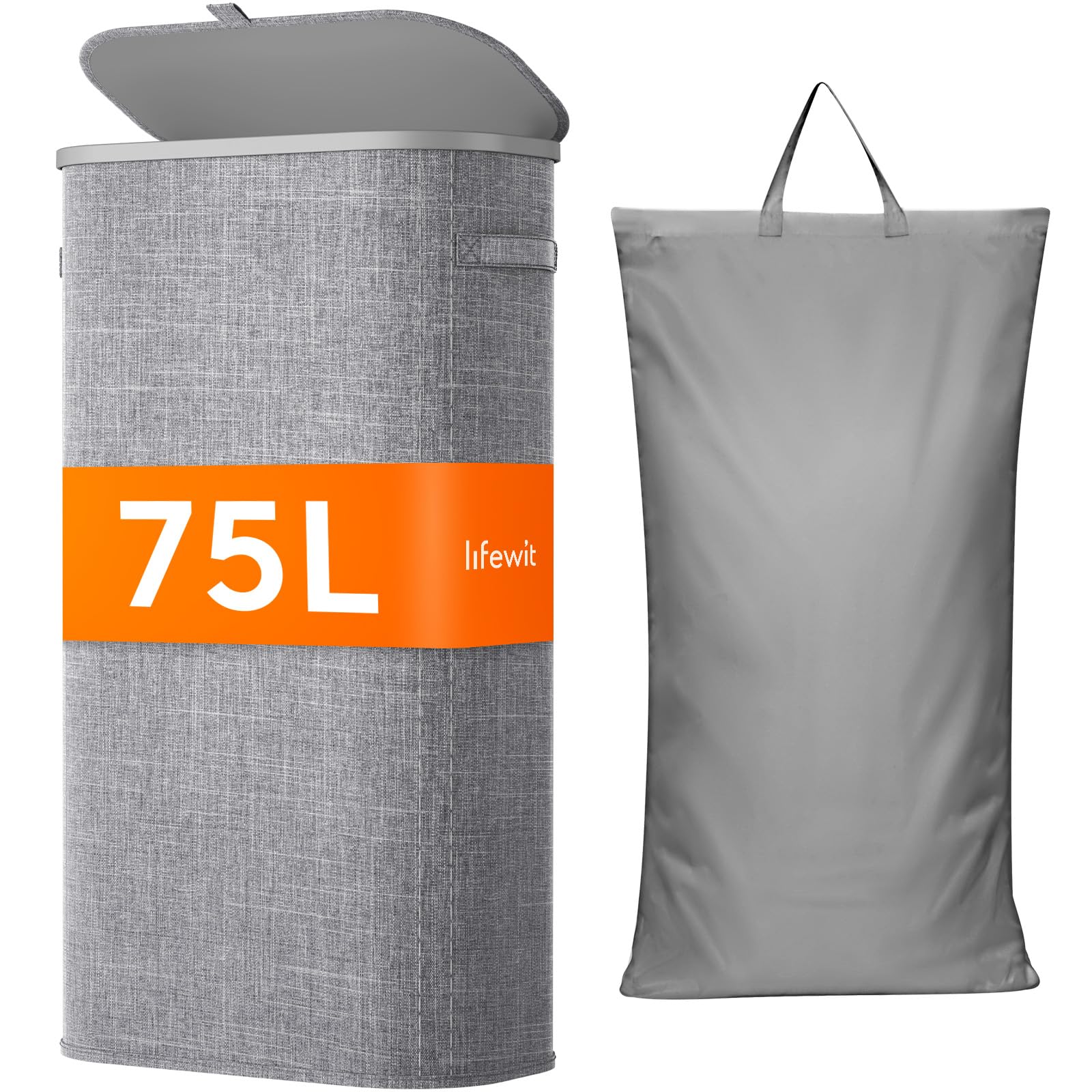 Slim Laundry Basket with Lid and Removable Bag