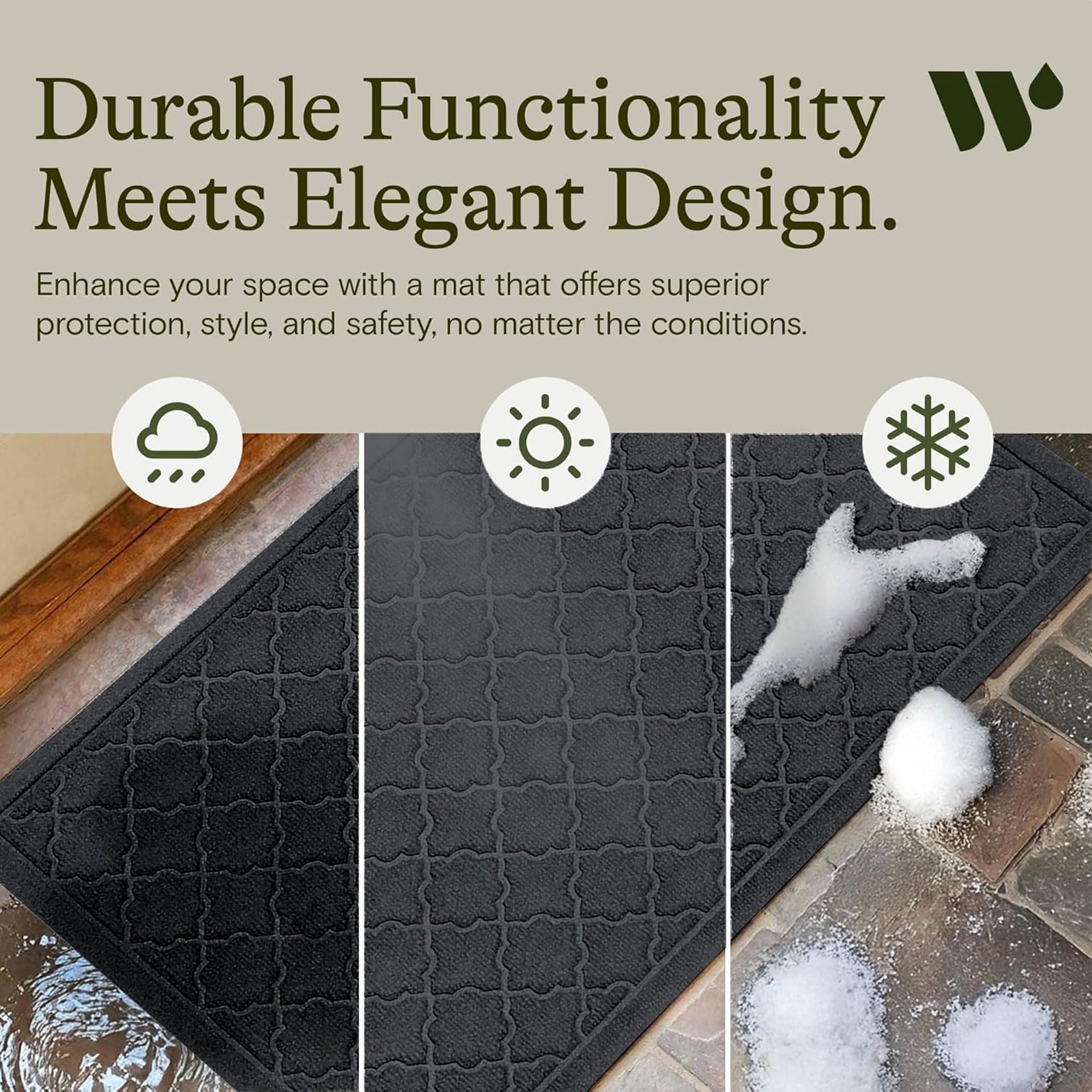 Cordova Front Door Mat Indoor Outdoor Entrance (6 Sq Ft)
