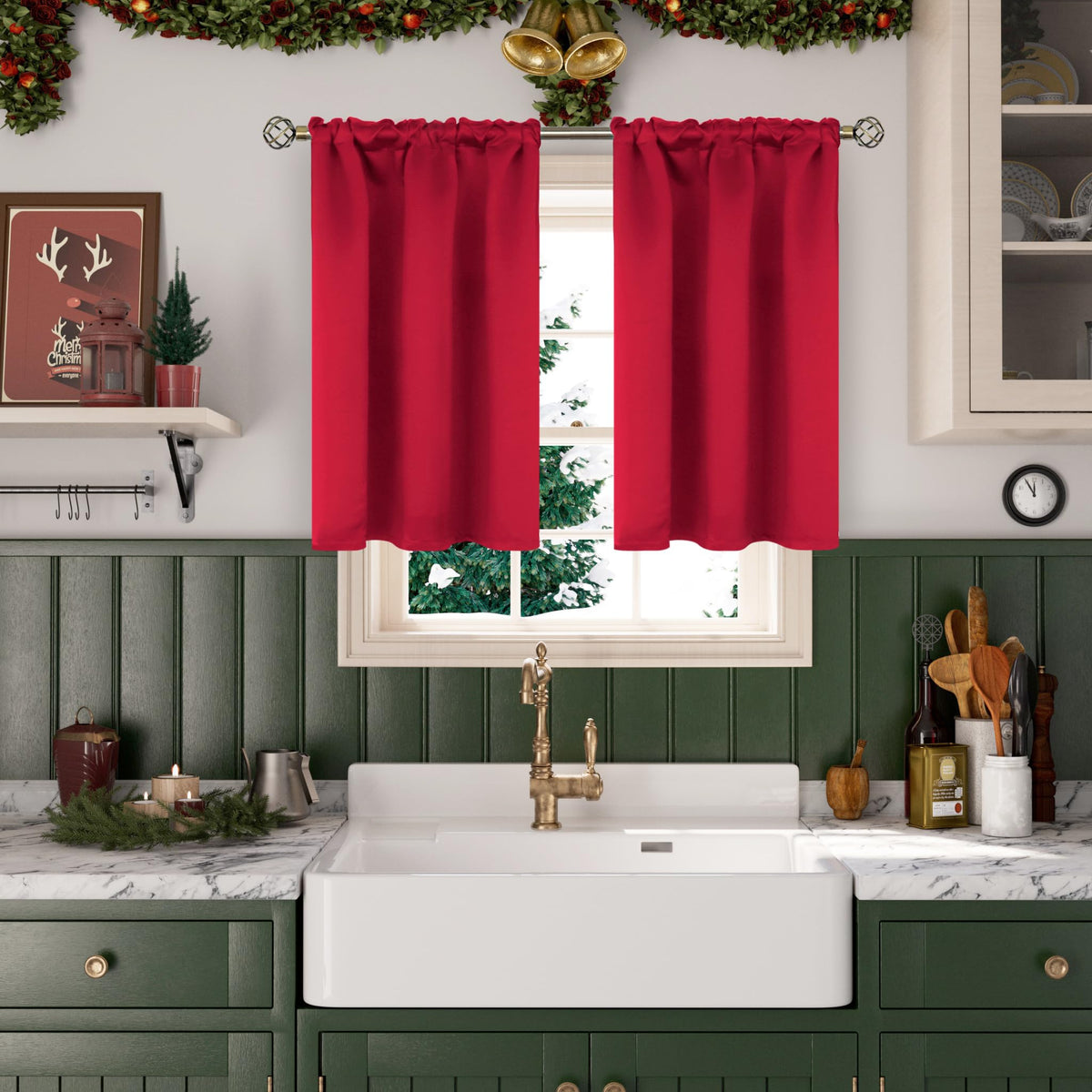 Red Blackout Curtains 40 Inches Length for Short Window (2 Count)