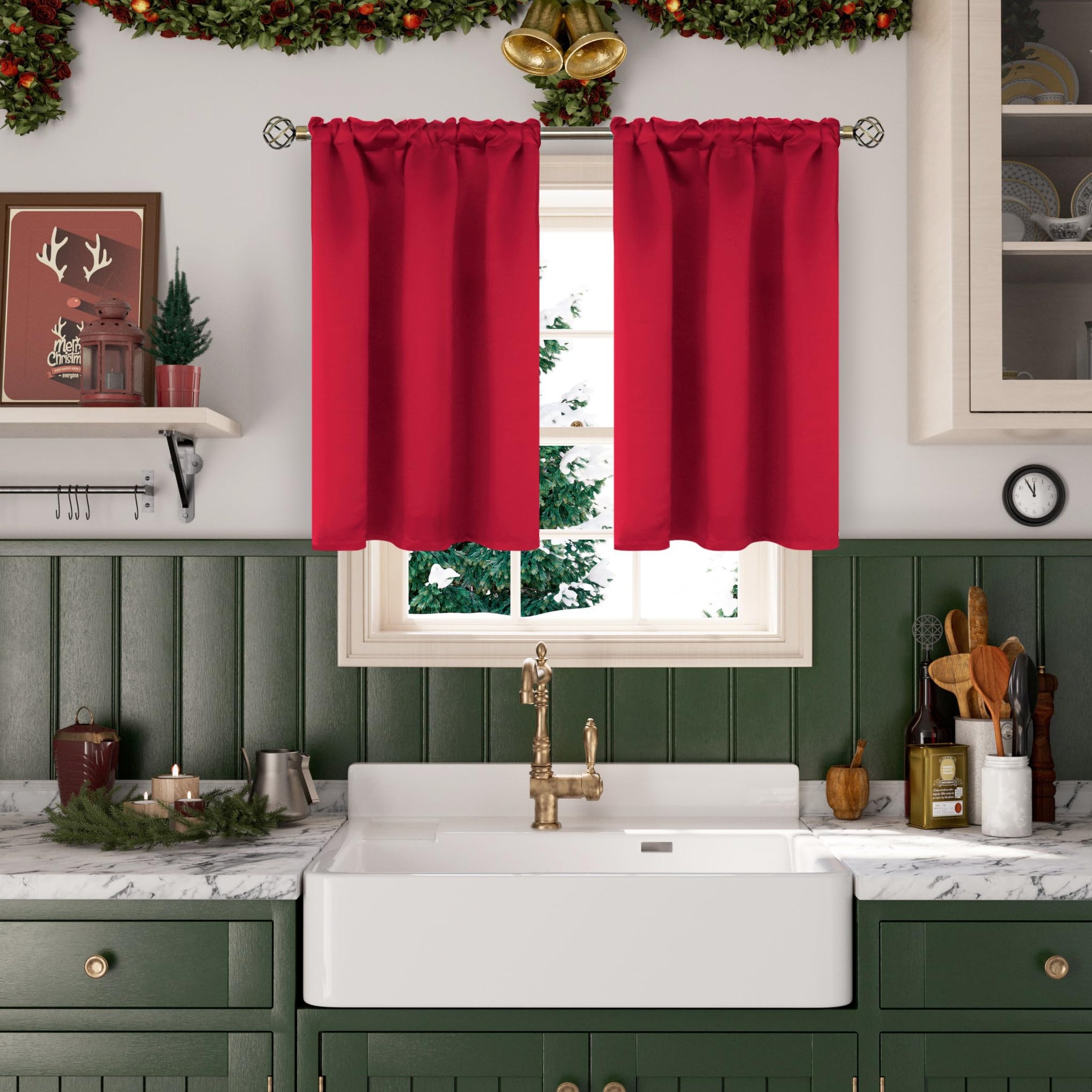 Red Blackout Curtains 40 Inches Length for Short Window (2 Count)