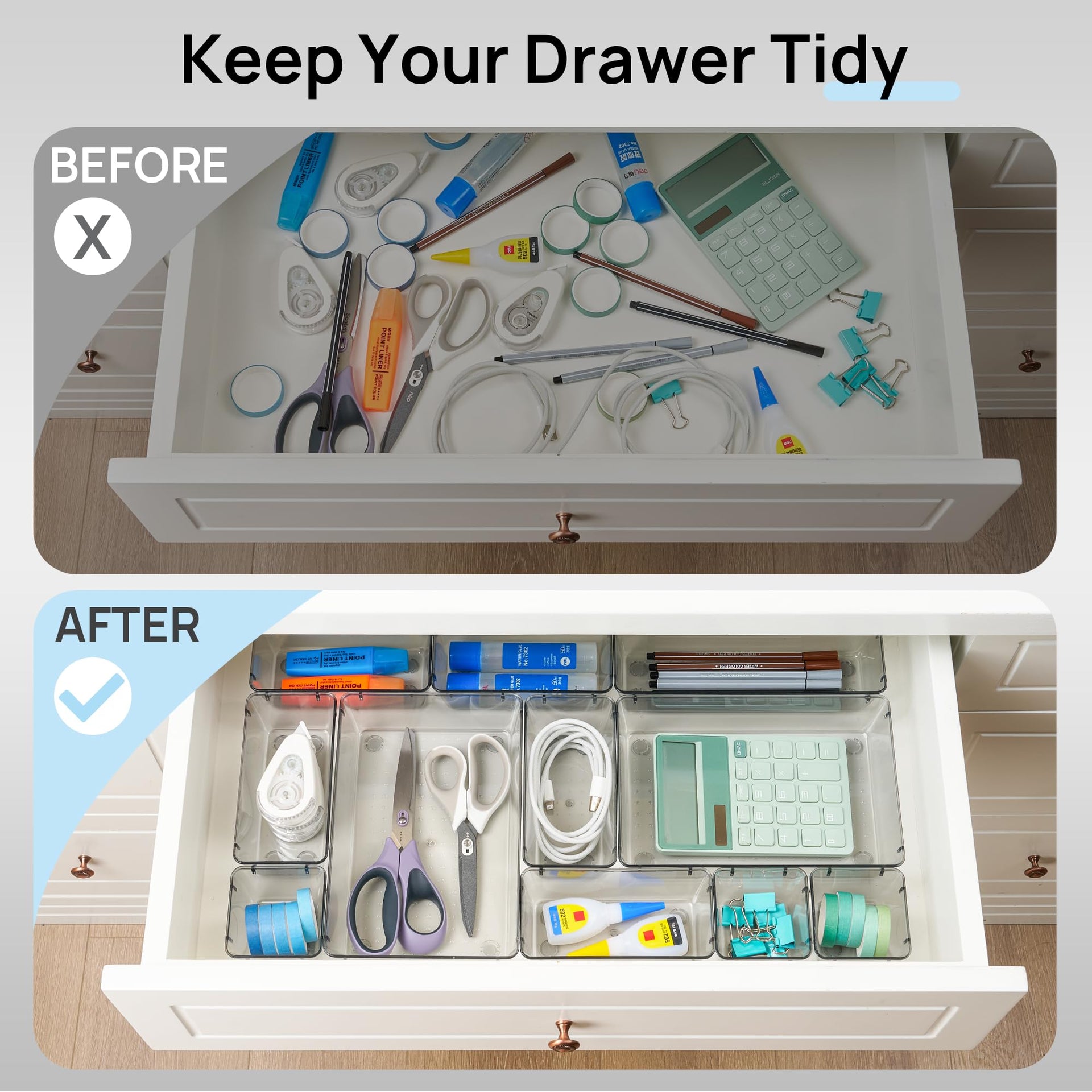 25 Pack Plastic Drawer Organizers with Non (25 Count)