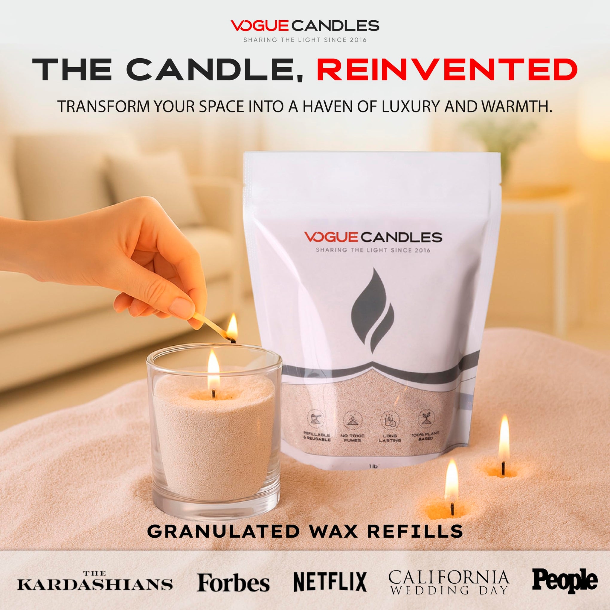Vogue Candles Nude Pearled Candle Sand Wax (16 Ounce)