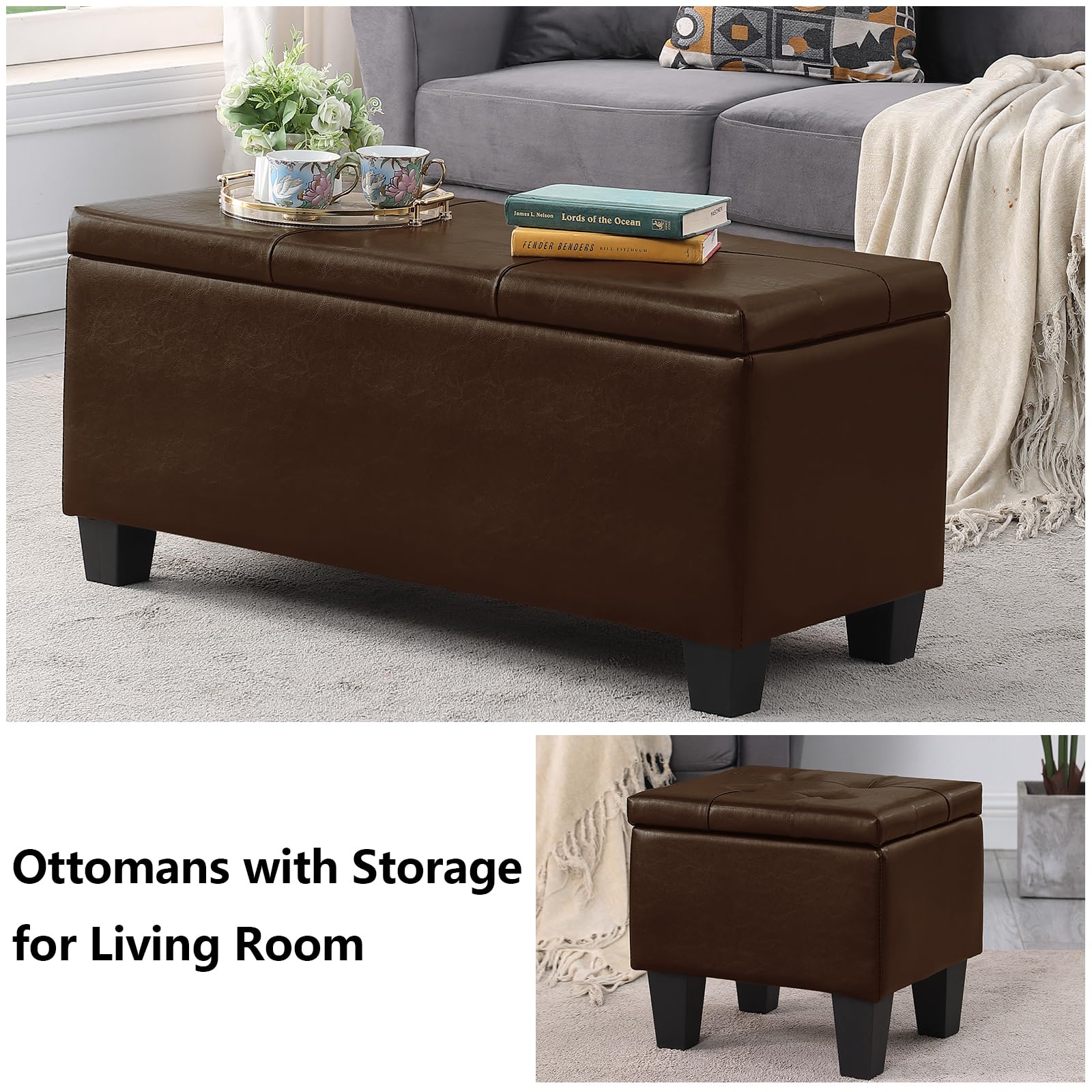 Ottoman with Storage Set of 3