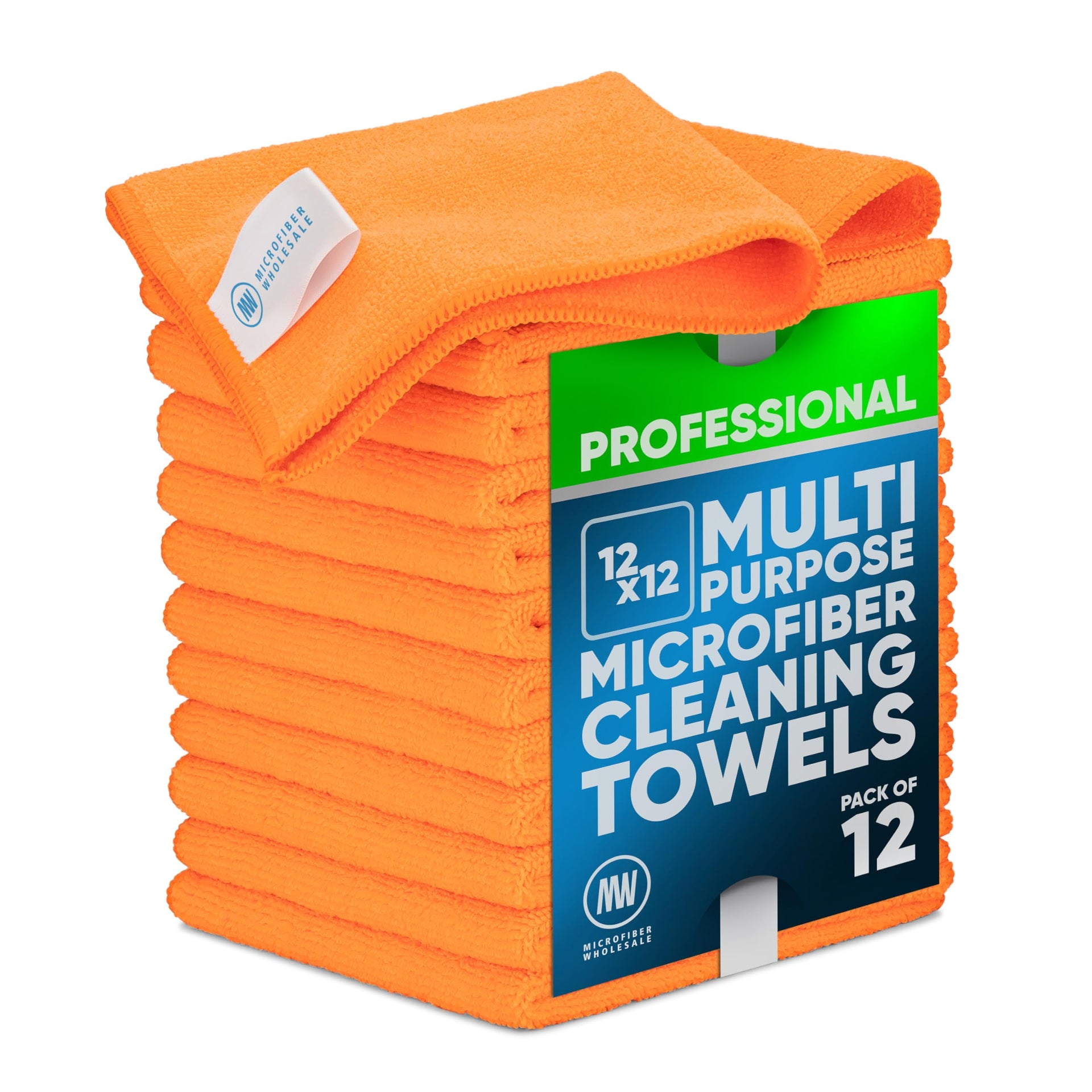 MW PRO Microfiber Cleaning Cloths Orange (12 Count)