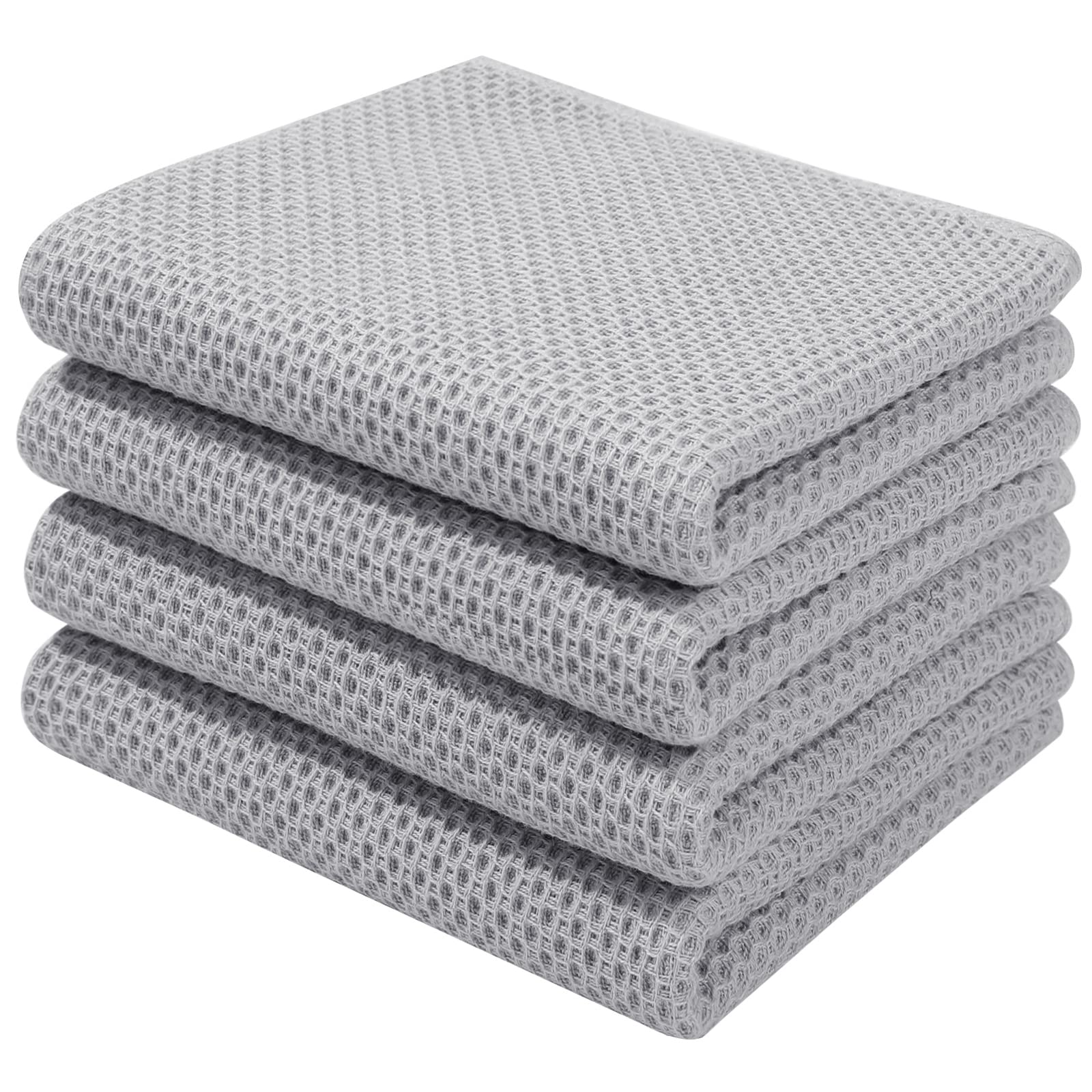 100% Cotton Waffle Weave Kitchen Dish Towels 4 (4 Count)