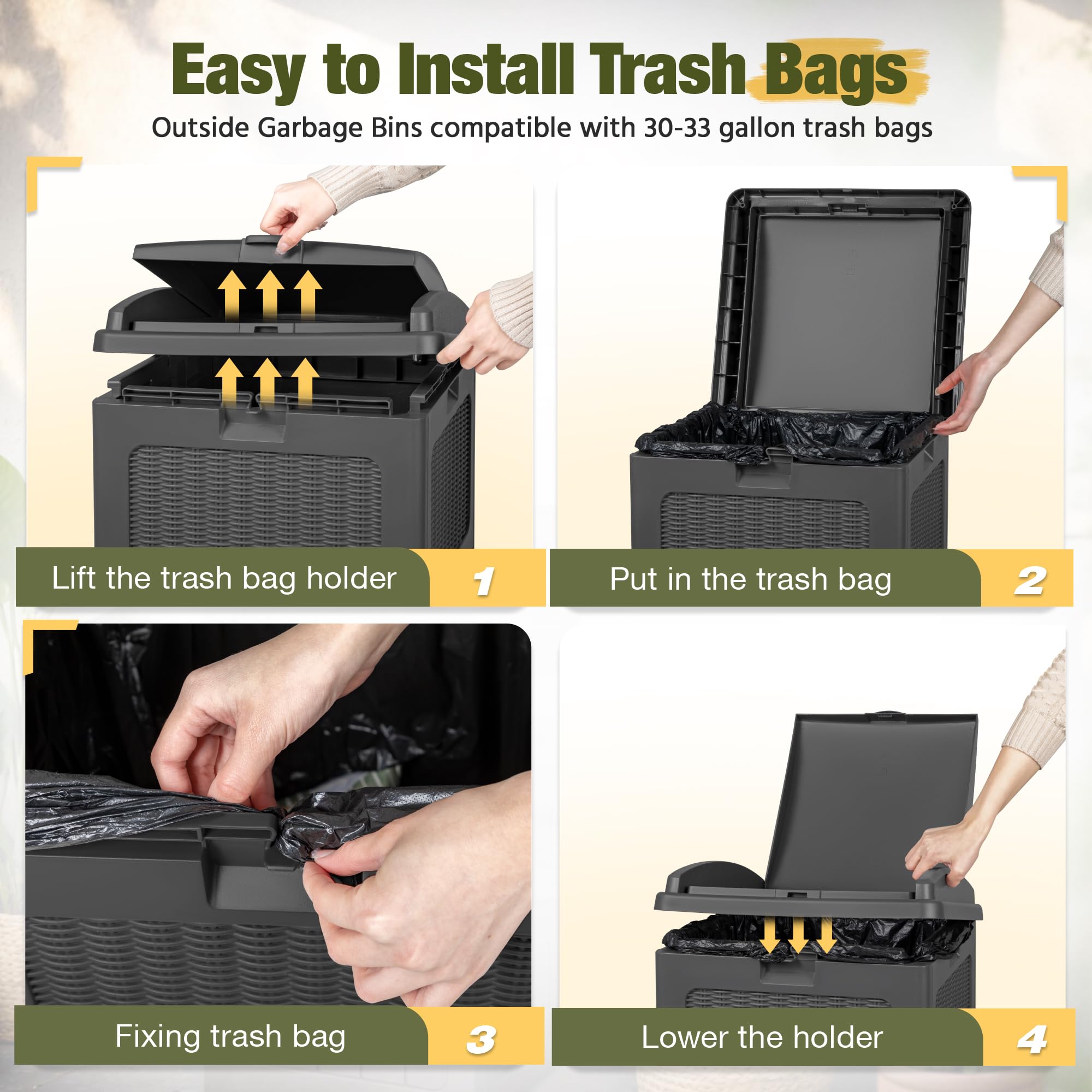 33 Gallon Outdoor Trash Can