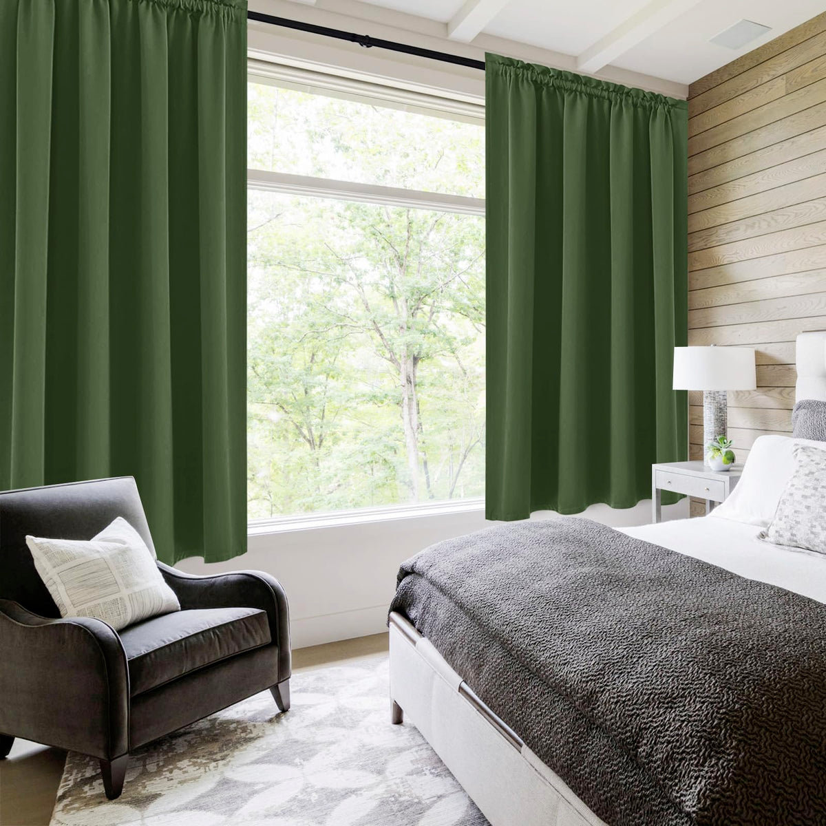 Short Blackout Curtains 52 x 36 Inch for Kitchen RV Bunk Olive Green