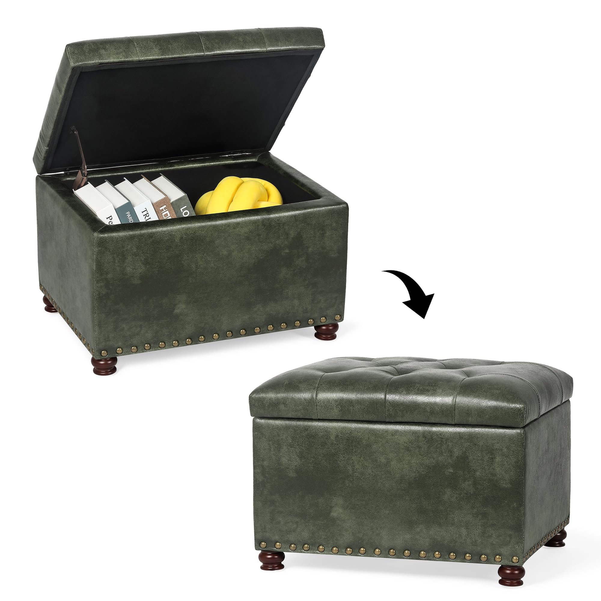 Leather Ottoman with Storage