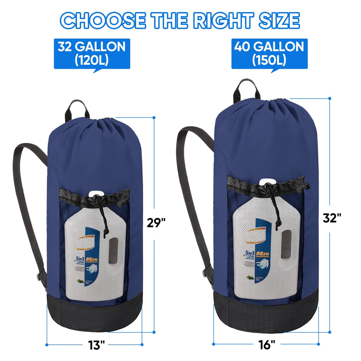 2PK 150L Laundry Bag Backpack (2 Count)