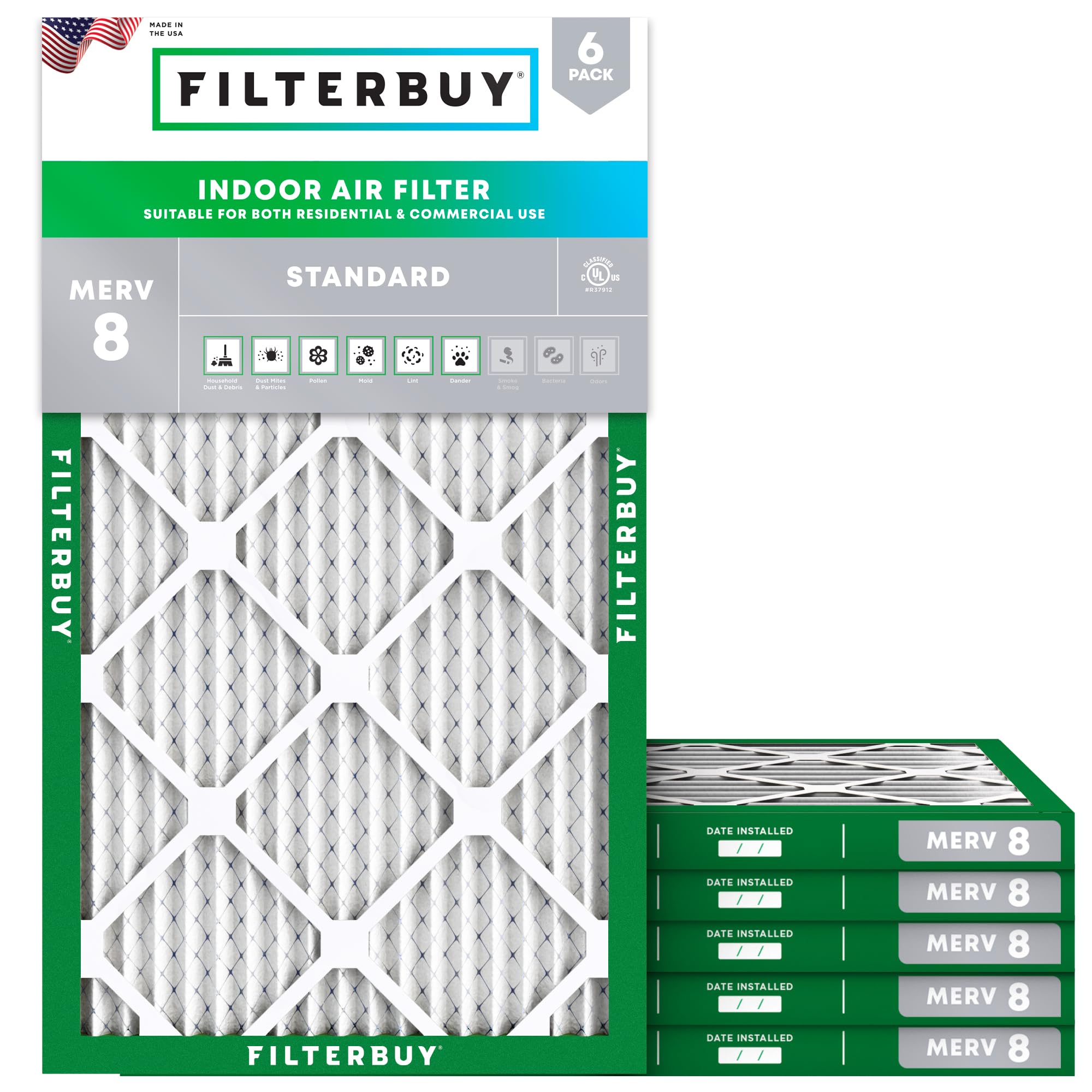 13x24x1 Air Filter MERV 8 Dust & Allergy Defense (6 Count)