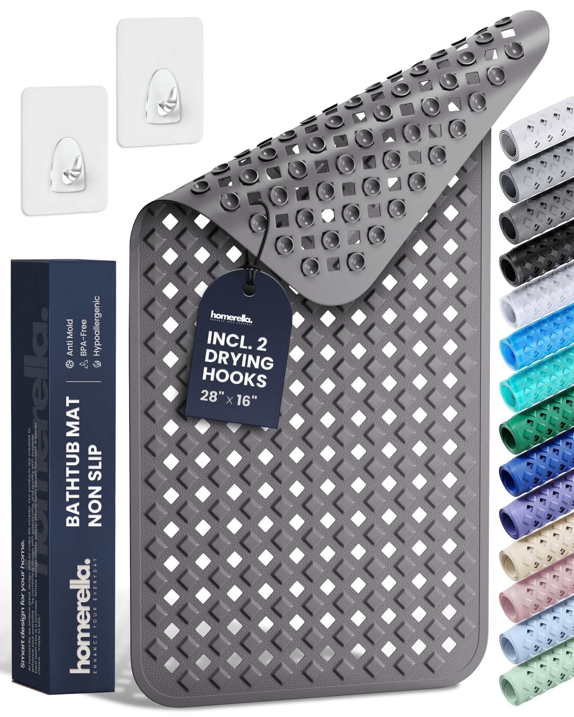 Bathtub Mat Non Slip 28x16 Shower Mat Non Slip Anti Mold BPA Free