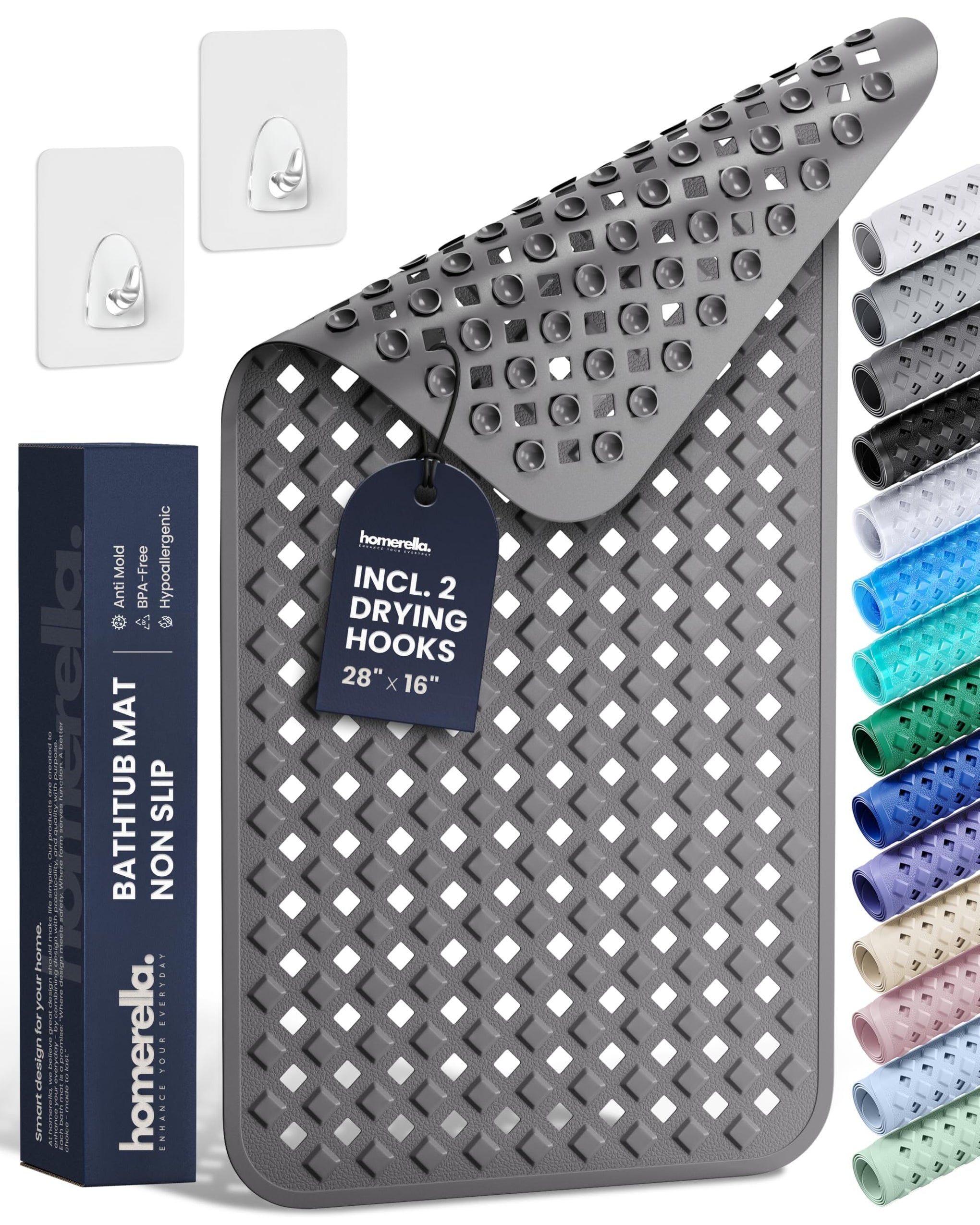 Bathtub Mat Non Slip 28x16 Shower Mat Non Slip Anti Mold BPA Free