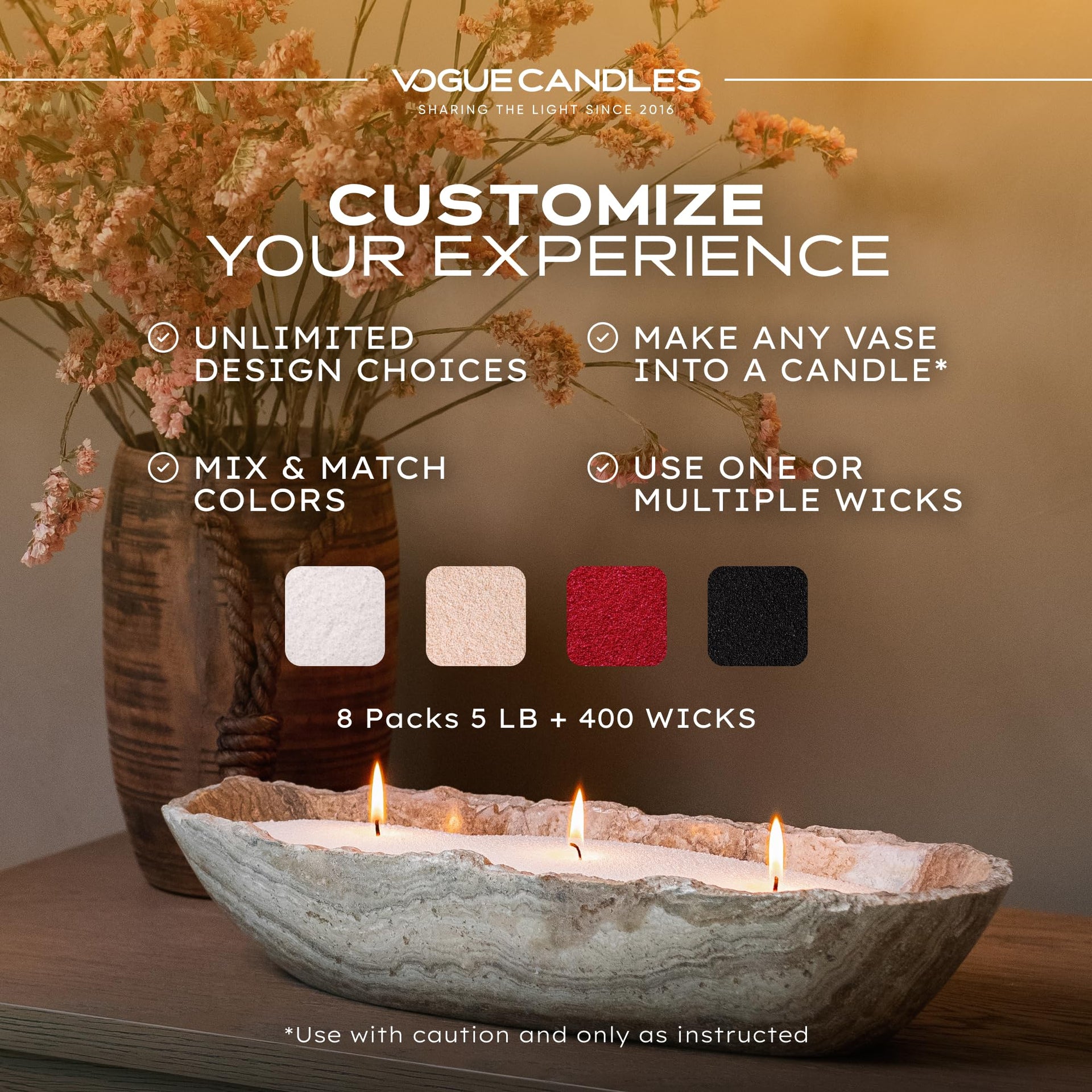 Vogue Candles Black Pearled Candle Sand Wax Kit (640 Ounce)