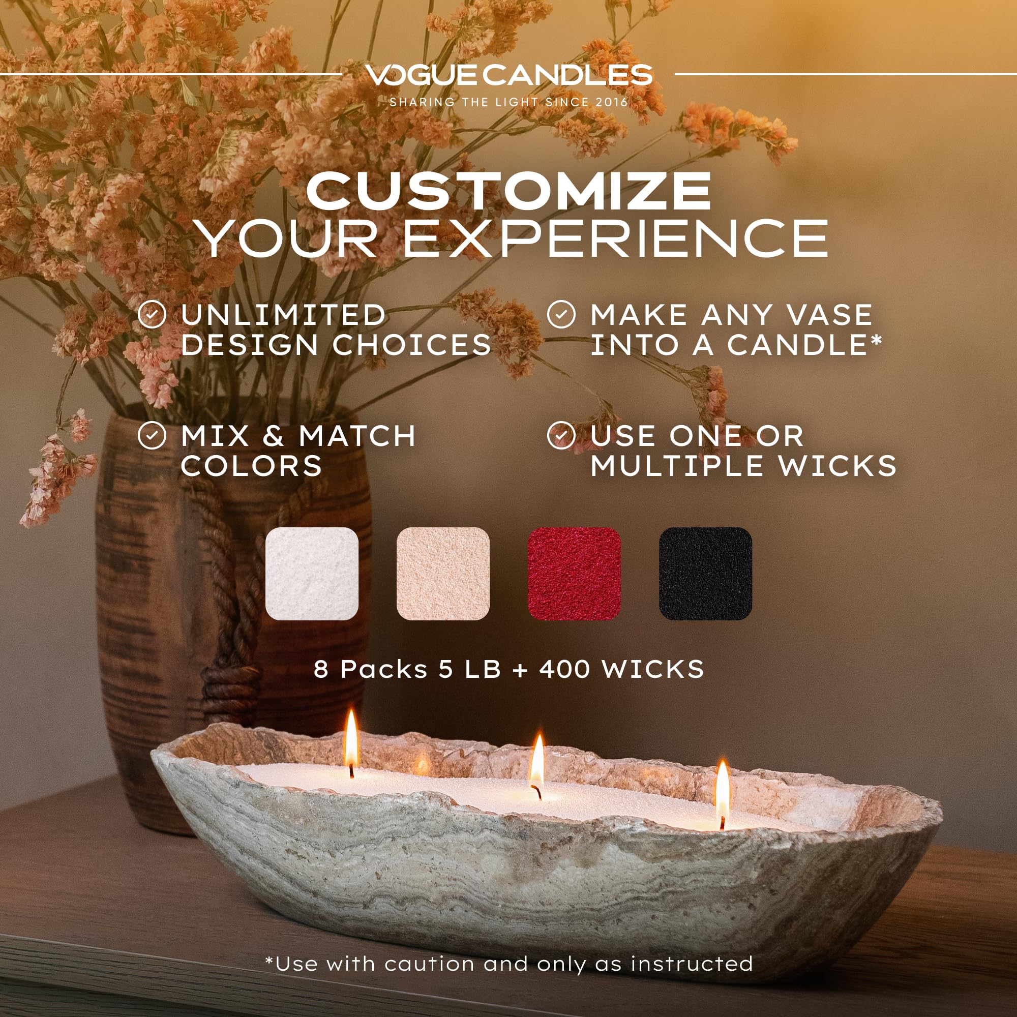 Vogue Candles Black Pearled Candle Sand Wax Kit (640 Ounce)