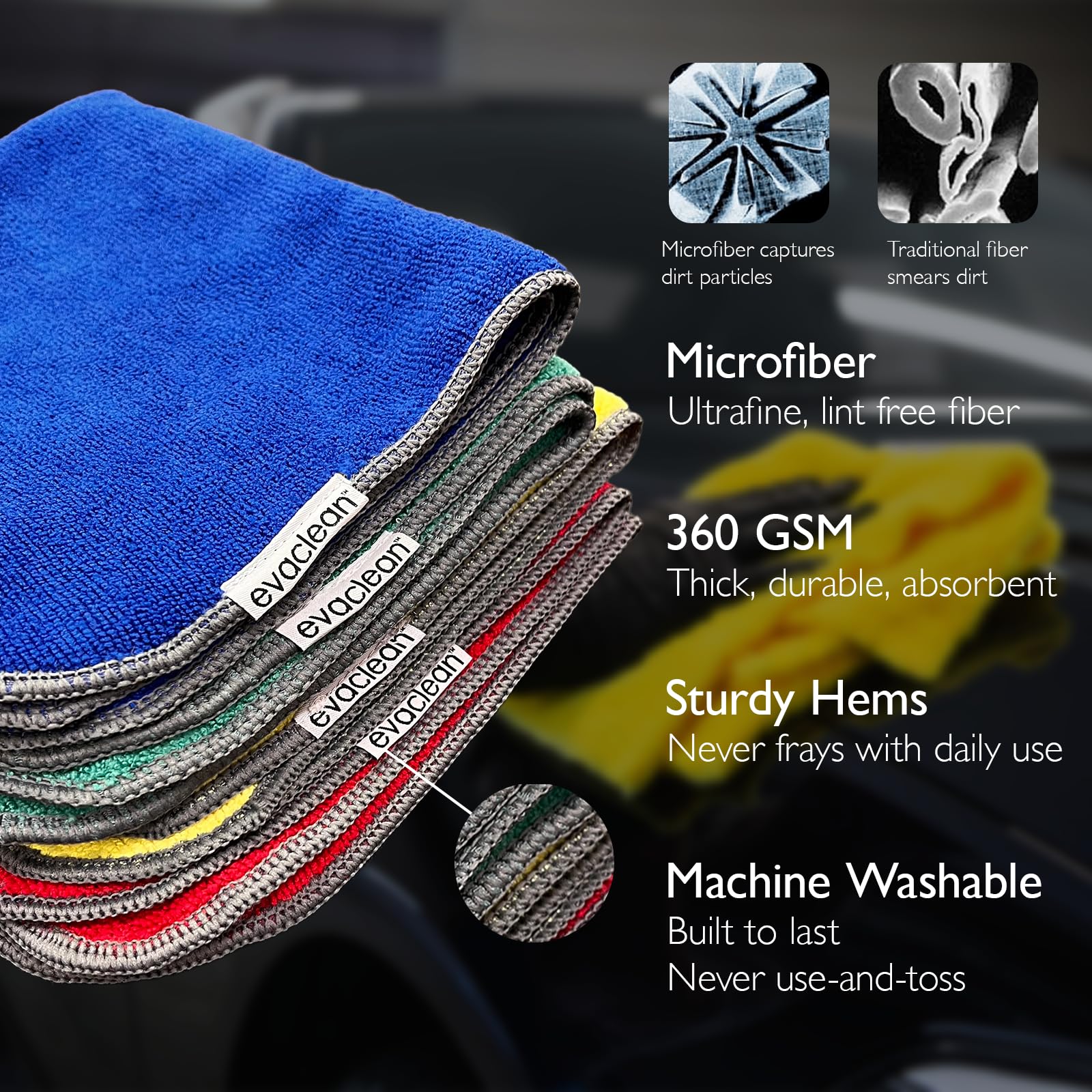 Premium Microfiber Cleaning Cloth 16"x16" (12 Count)