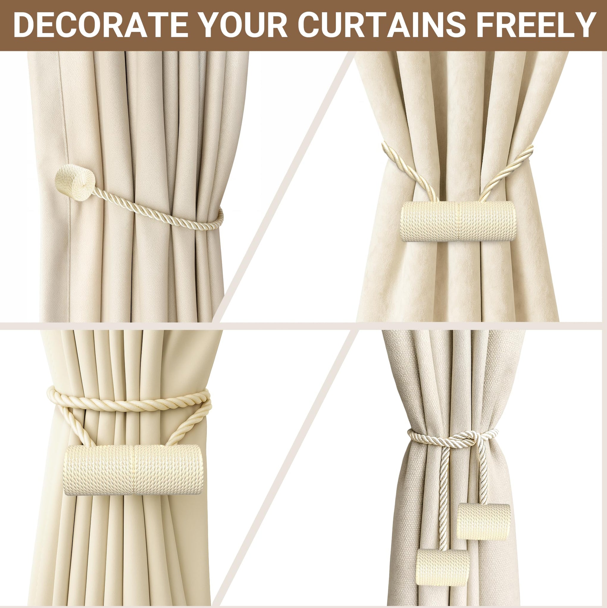 Magnetic Curtain Tiebacks Beige 2pcs (2 Count)