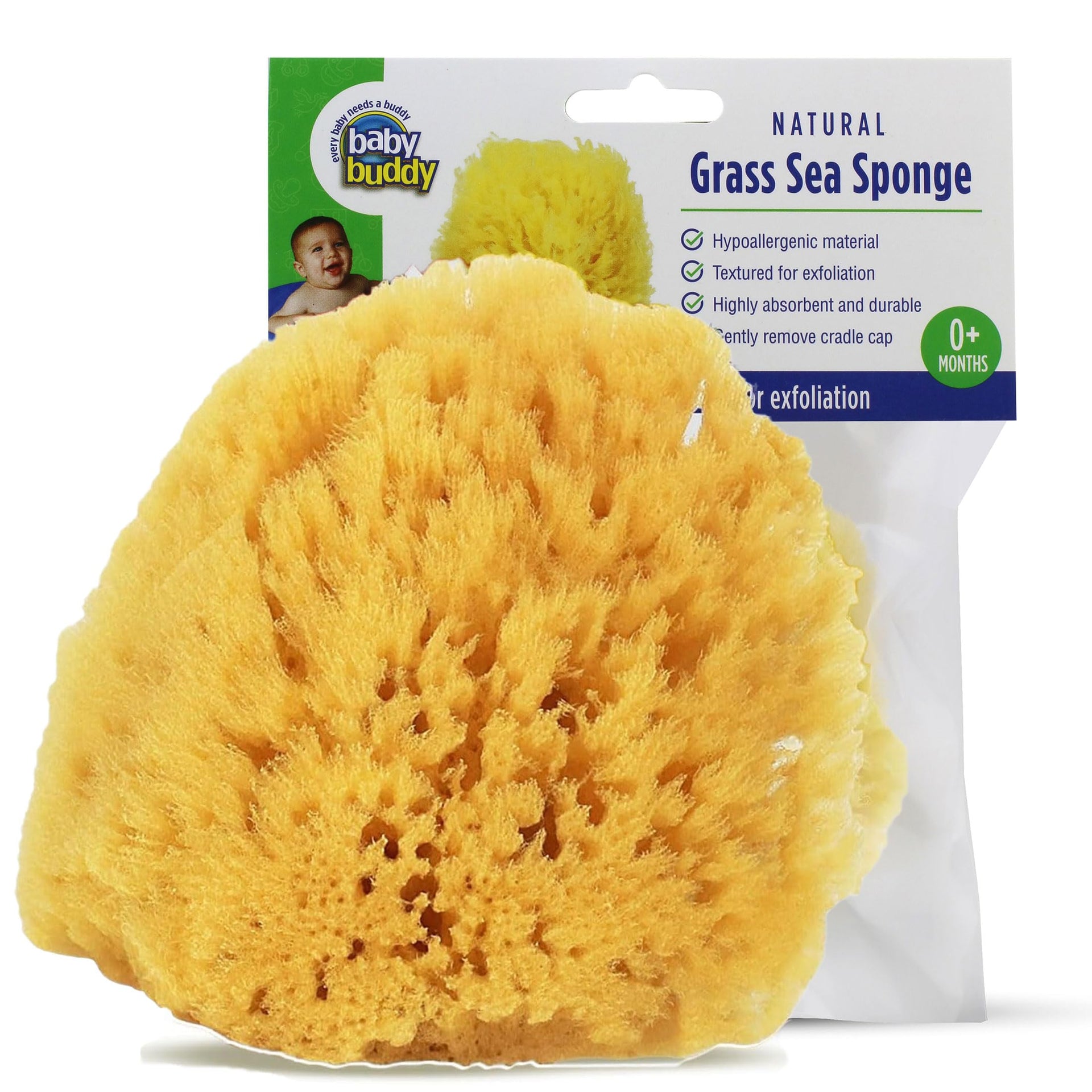 Natural Baby Bath Sponge 4in Soft Grass Sea Sponge Soft on Baby's Tender Skin
