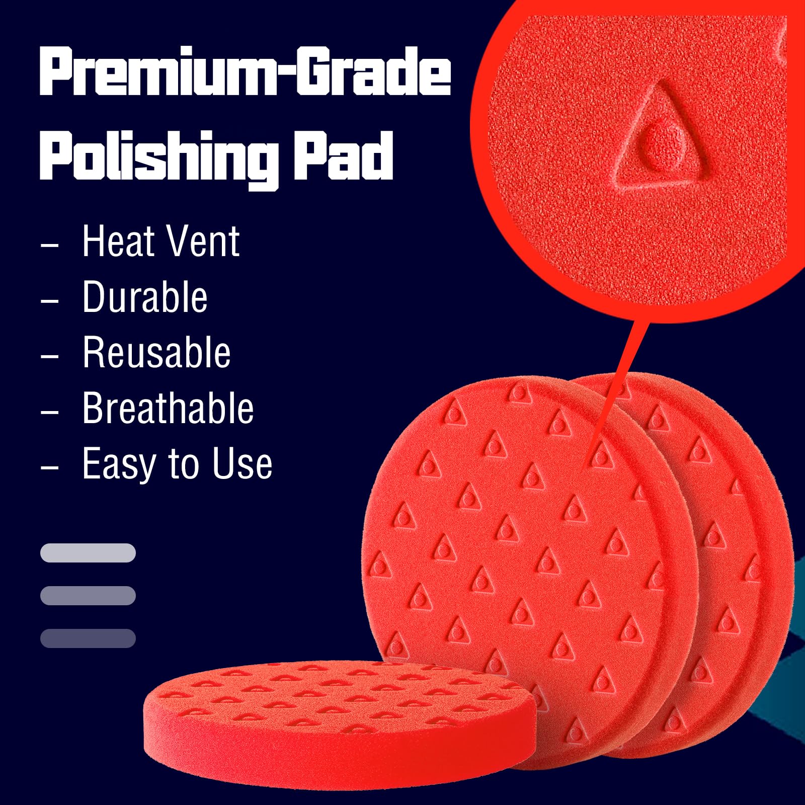 3 Pcs 6.5 Inch Red Foam Polishing Pad (3 Count)