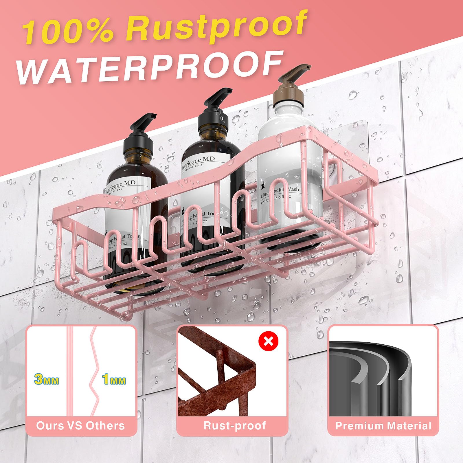 5 Pack Rustproof Stainless Steel Shower Caddy (5 Count)