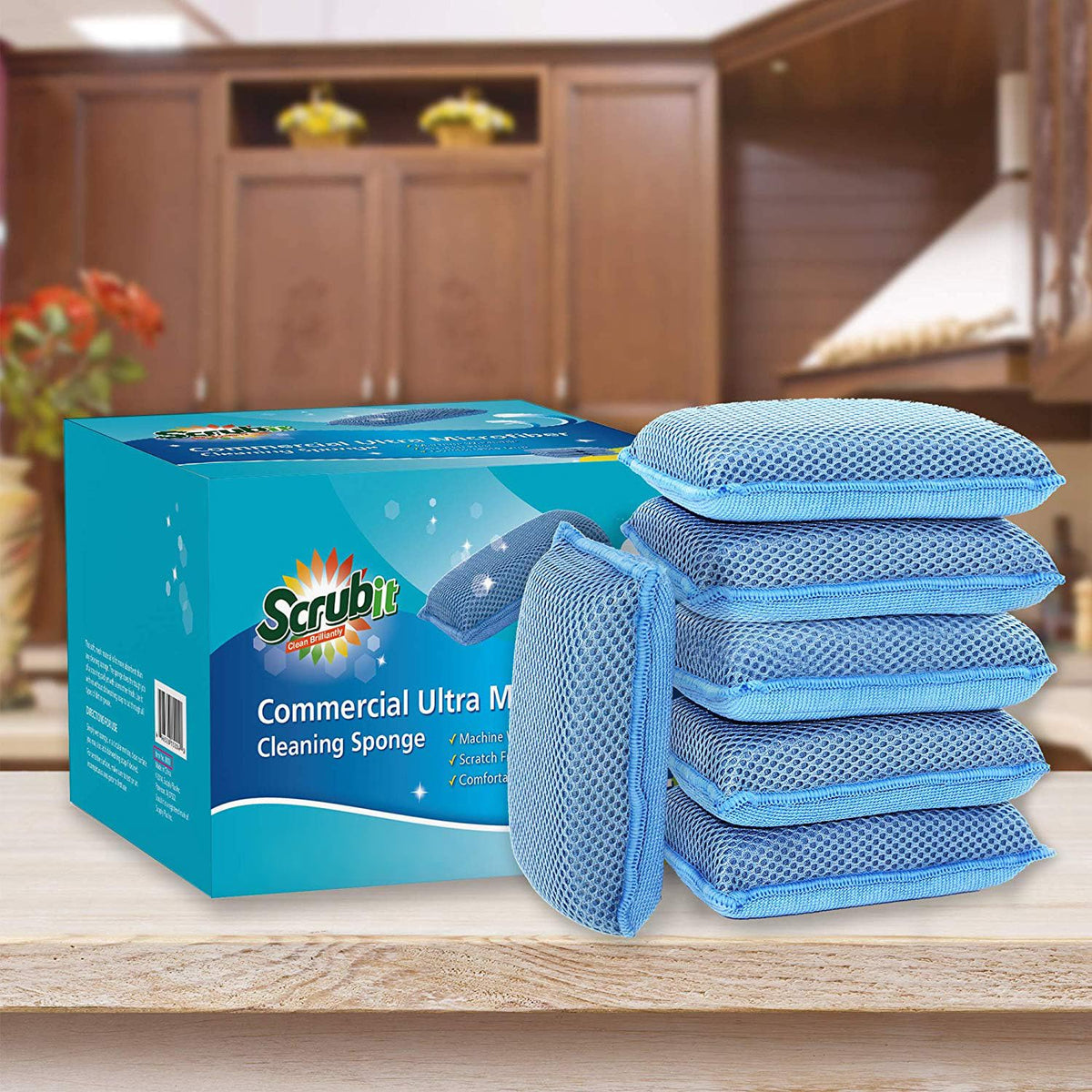 Miracle Microfiber Kitchen Sponge by Scrub (6 Count)