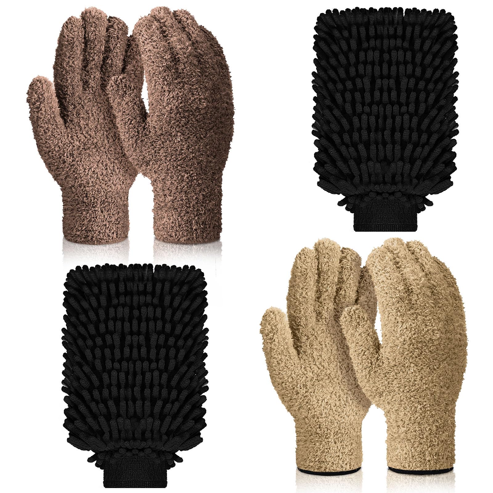 6 Pcs Micro Dusting Mitt Gloves Plant Cleaning (6 Count)