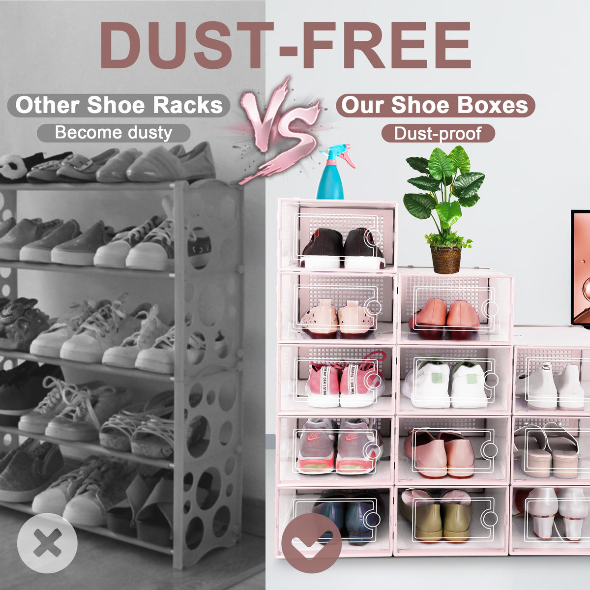 Shoe Organizers Storage Boxes for Closet (12 Count)
