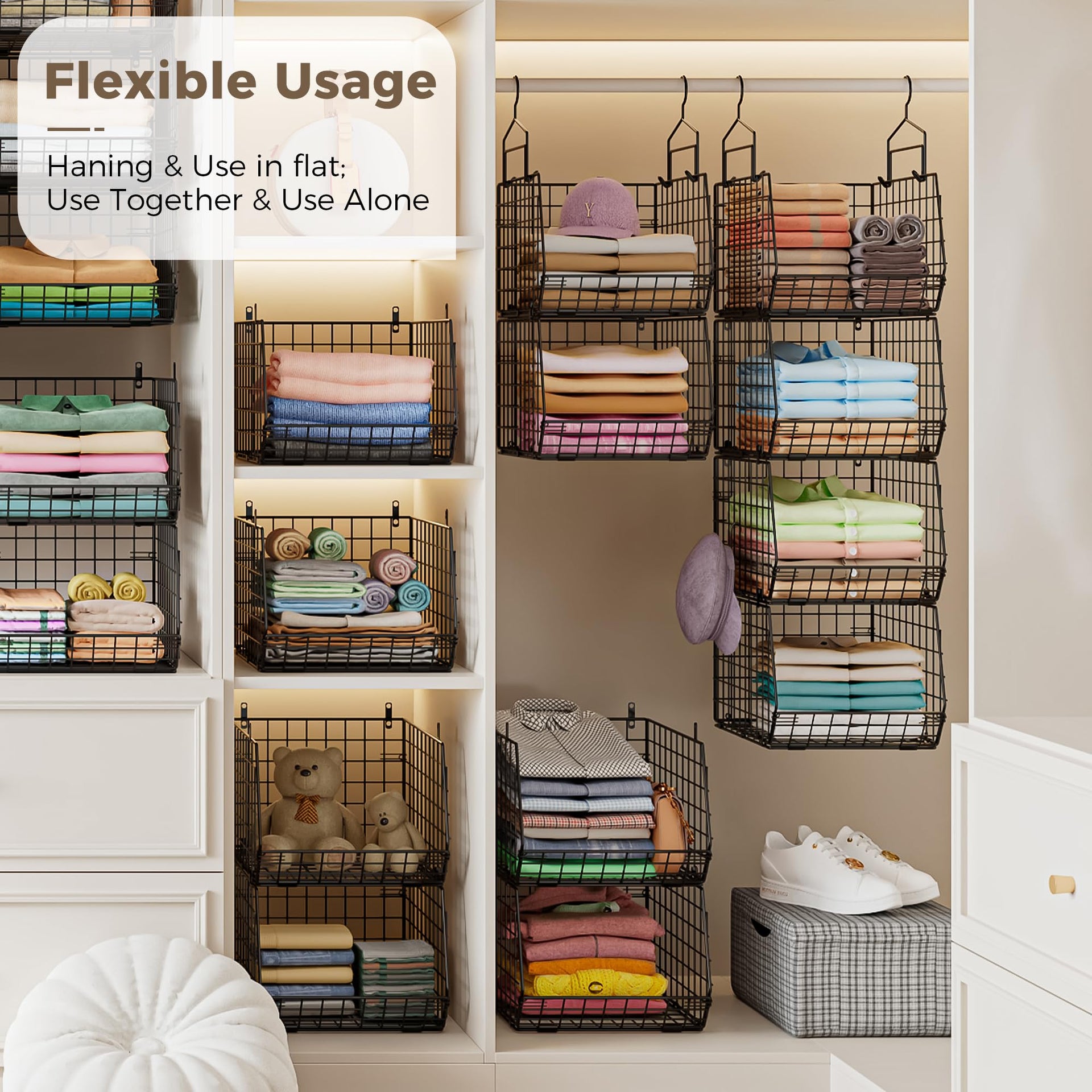 4" Extra Deeper Hanging Closet Organizers and Storage (4 Count)