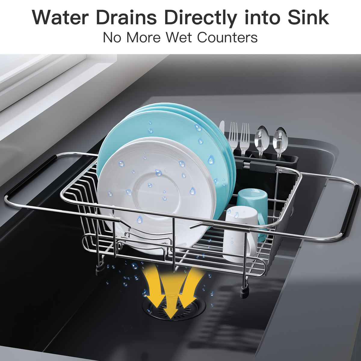 Sink Small Dish Drying Rack with Utensil Holder